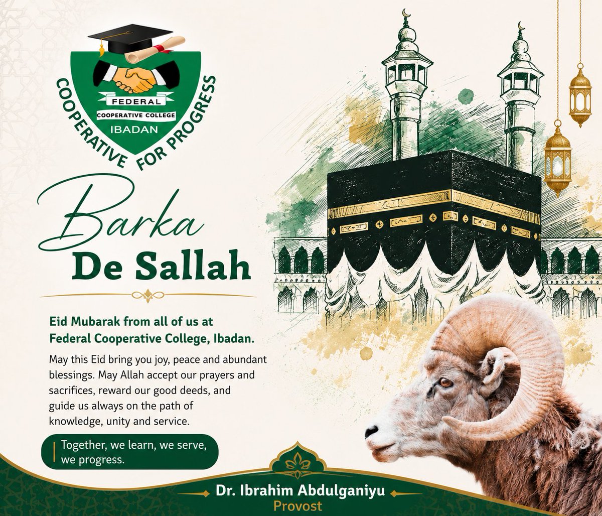 officialfccib's tweet photo. Eid Mubarak from all of us at Federal Cooperative College, Ibadan. https://t.co/GnEqfVVnvM