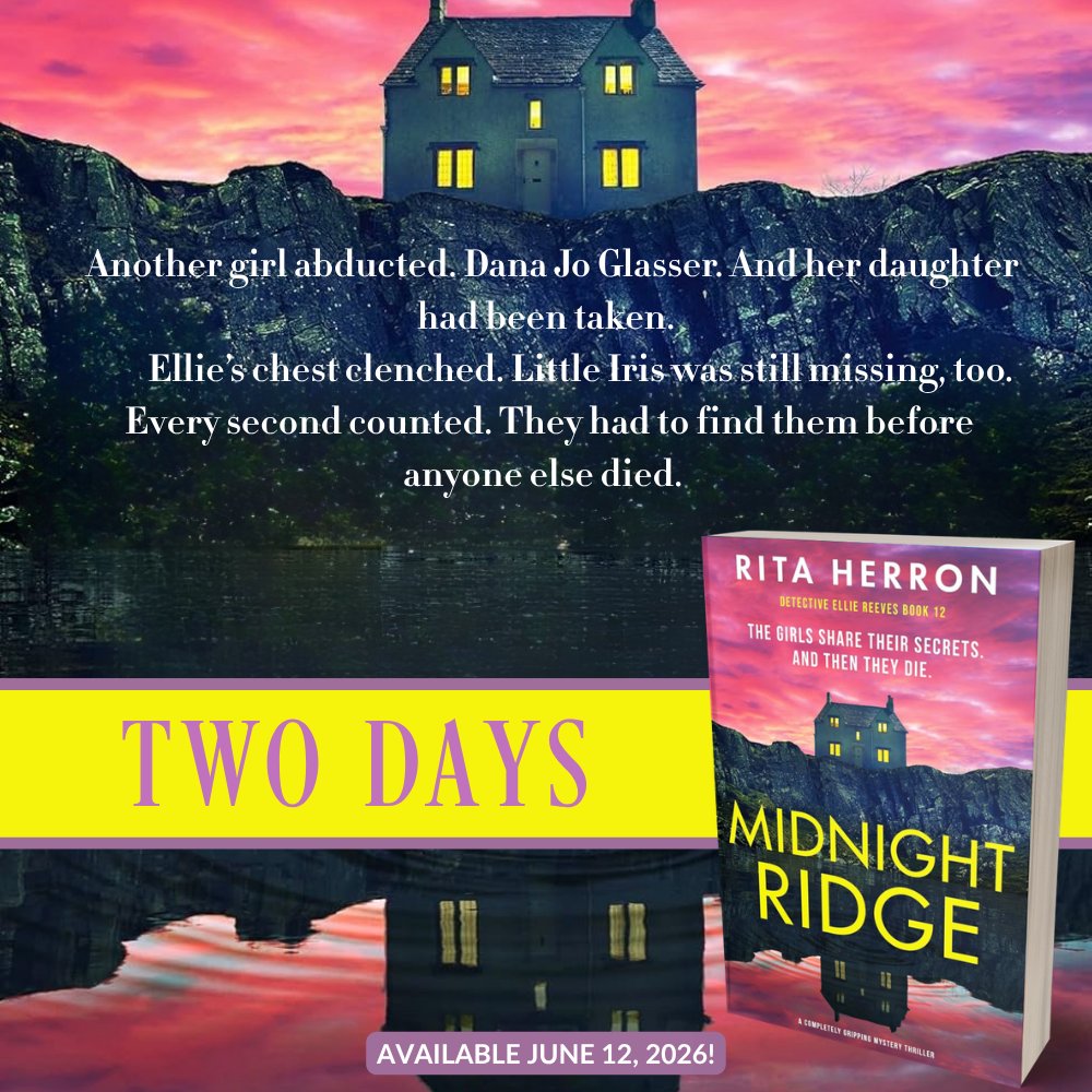 ritaherron's tweet photo. MIDNIGHT RIDGE, the 12th #book in the Detective Ellie Reeves series, will be available on June 12th! Enjoy a glimpse of what's inside with my #countdown memes leading up to the book's release!

Links:
Amazon: https://t.co/JQCv3KPMUM
Barnes &amp; Noble: https://t.co/SI5C4upEx6 https://t.co/Z3wBfYUeBa