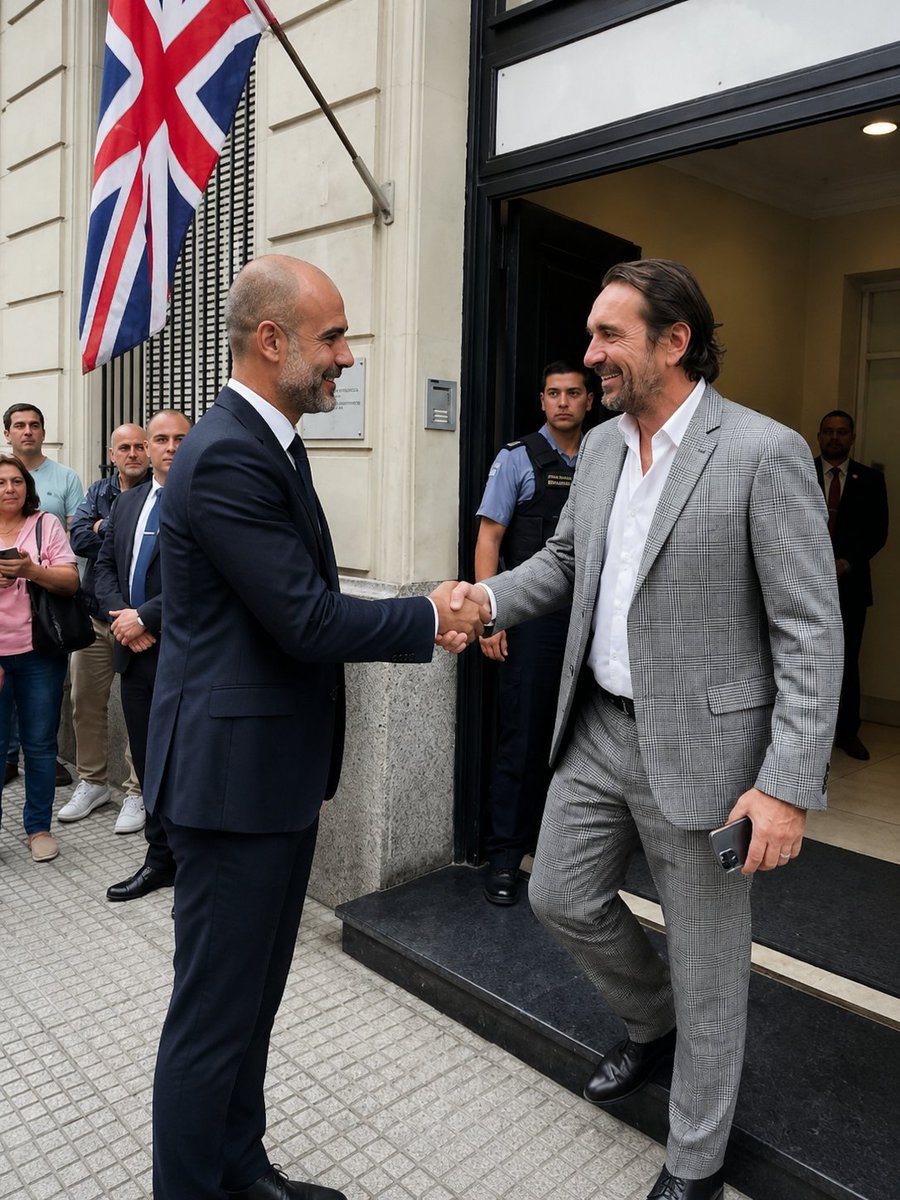 QuilmesRandom's tweet photo. “Recibiendo mi visa E-1 junto a Pep Guardiola para organizar el Mundial 2026.
Él se encarga del fútbol… yo de explicarle a la FIFA cómo se arma todo de verdad. https://t.co/hpGi40qSDV