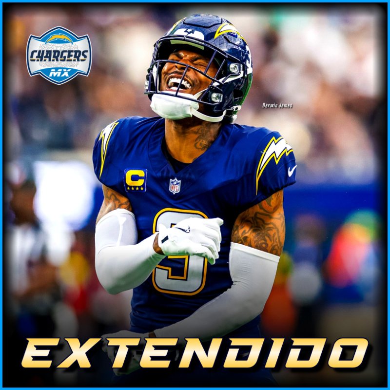 ChargersMX's tweet photo. #PorSiTeLoPerdiste 26/V La escuadra de @chargers amarra a uno de sus pilares defensivos.

Extienden tres campañas más su vínculo con Derwin James. El acuerdo es por $75.6MdD, convirtiéndolo nuevamente en el S mejor pagado.

¡Enhorabuena DJ, más que merecido!

#BoltUp https://t.co/UkkpkMd7QZ