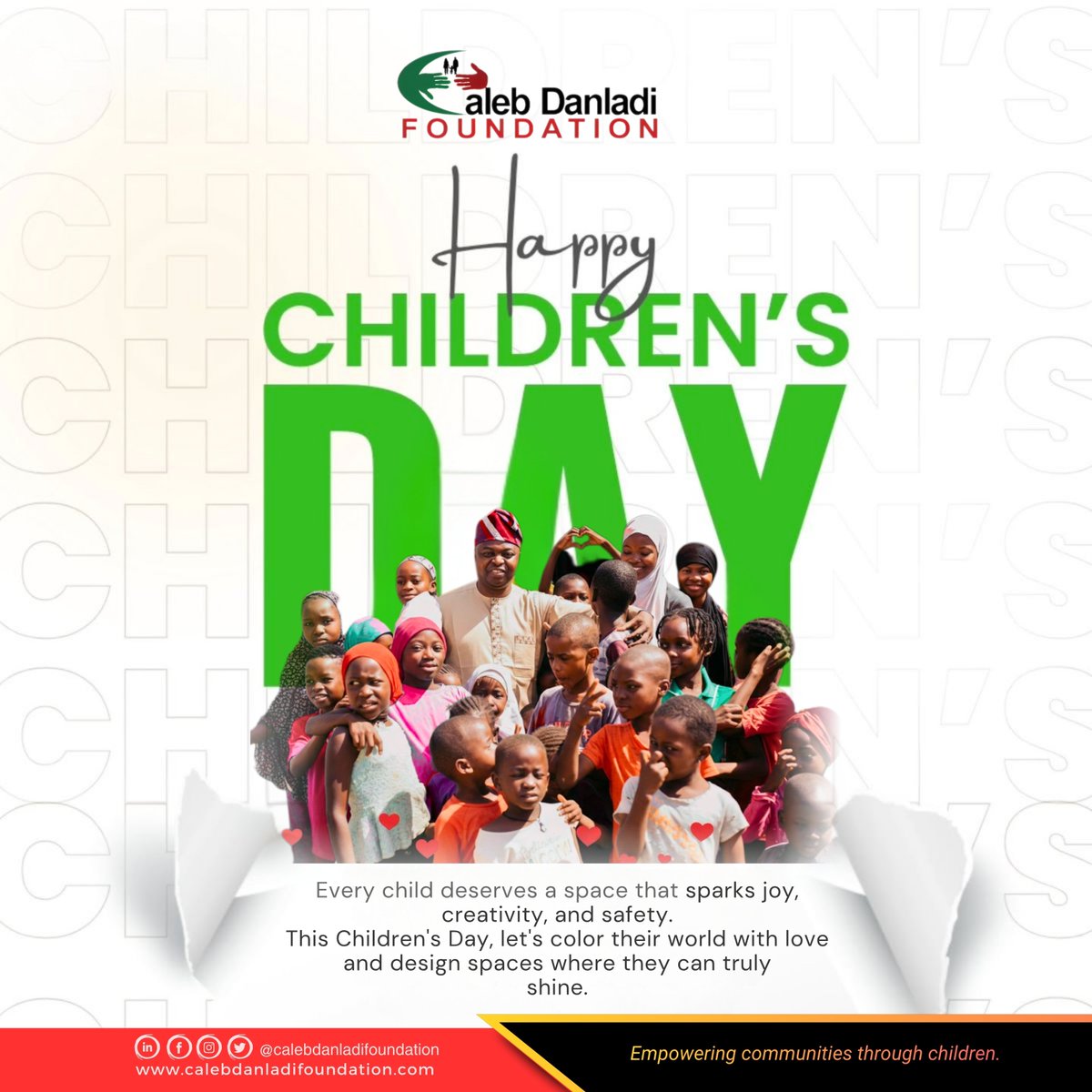 CDanFoundation's tweet photo. Every child deserves a safe, creative, and empowering space to grow.
Happy Children’s Day from the Caleb Danladi Foundation. 🎉✨
#ChildrensDay #EveryChildMatters #CDFoundation #EducationForAll https://t.co/tpvklVgxSZ