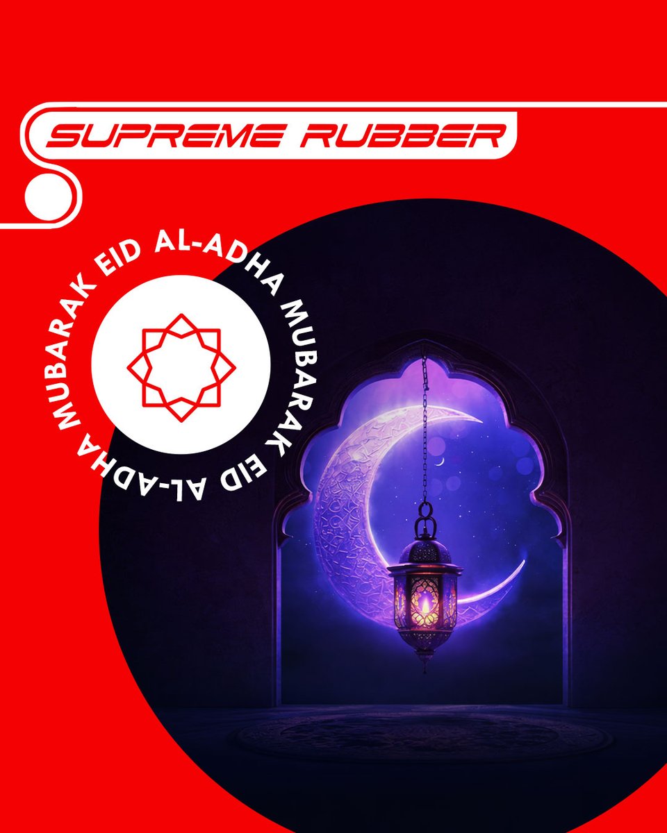 SupremeRubber's tweet photo. Eid al-Adha Mubarak to all celebrating. May this special occasion bring peace, joy, and blessings to you and your loved ones, and fill your home with warmth and gratitude.

#supremerubber #rubberrollers #hypalon #silicone #neoprene #naturalrubber #nitrile #ebonite #EPDMrubber https://t.co/hMAyEy0qTs