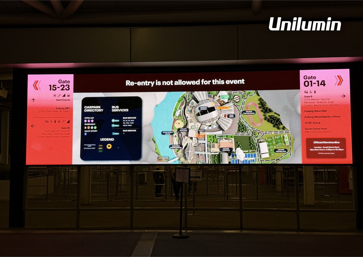 UniluminDisplay's tweet photo. #GEM brought her live tour to #TheKallang on May 23 🎤 The precinct became one connected live experience. #Unilumin’s ~500 sqm #LED system extended the concert beyond the stage, integrating OCBC Square &amp; Great Eastern Promenade into an #immersive, unified event atmosphere. 💥 https://t.co/7WsBRNS9Ee