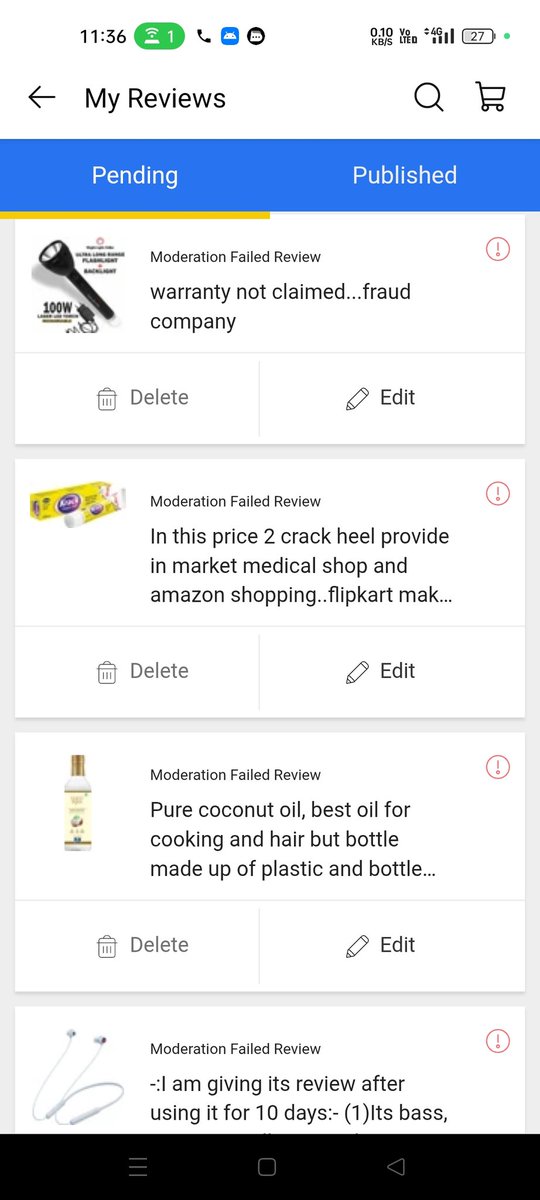 Kumarprince26's tweet photo. Flipkart negative review ko pending kyu rakhti hai? #paidreview @Flipkart @flipkartsupport @GoI_MeitY @TheNewspinch @JoshiPralhad @TheLallantop https://t.co/xHf0urN6YU