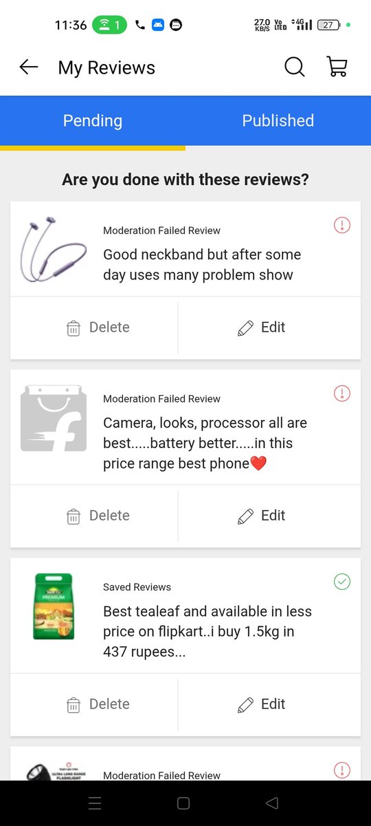 Kumarprince26's tweet photo. Flipkart negative review ko pending kyu rakhti hai? #paidreview @Flipkart @flipkartsupport @GoI_MeitY @TheNewspinch @JoshiPralhad @TheLallantop https://t.co/xHf0urN6YU
