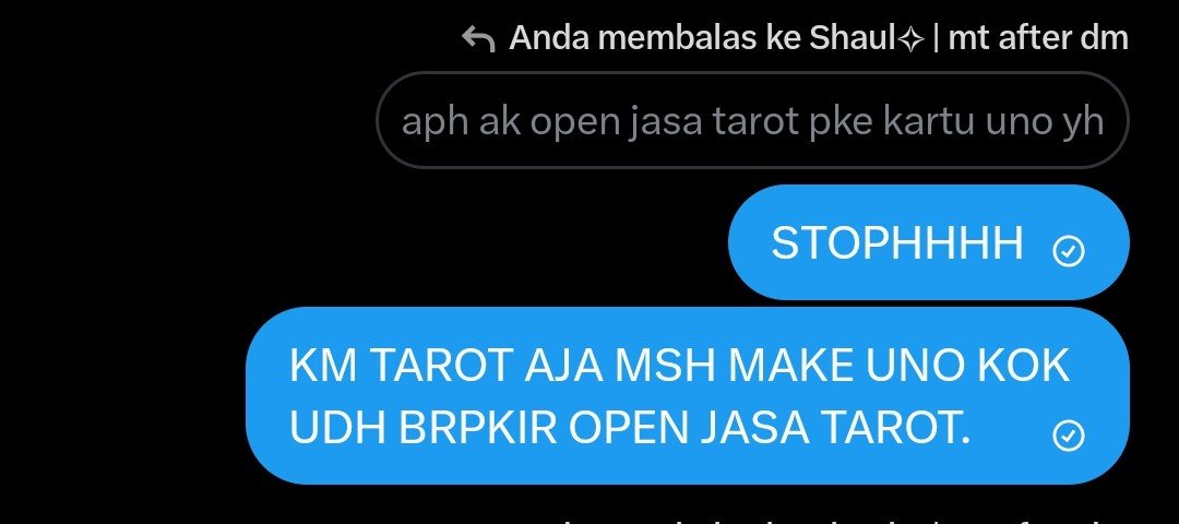 jcookiees_'s tweet photo. Stawphhhh bahas tarot, btw yg mw dibacain tarot blh ketuk dm @shaulve biaya konsul sesuai kepercayaan msink² https://t.co/0OVAAOo6ed