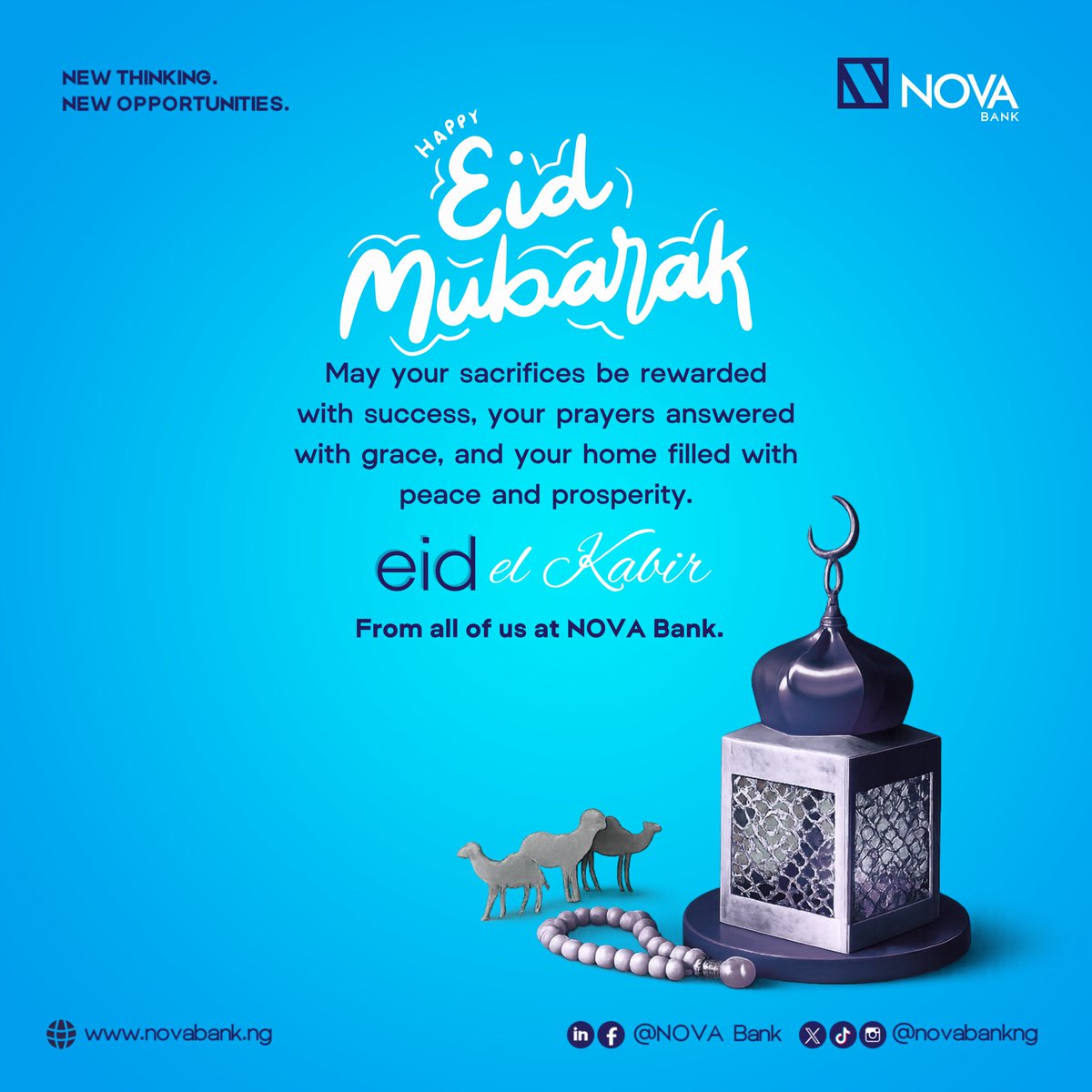 novabankng's tweet photo. Wishing you a season filled with peace, gratitude, answered prayers, and moments shared with the people who matter most.
Eid Mubarak from all of us at NOVA Bank.
#novabank #eidmubarak https://t.co/plg3FikdaH