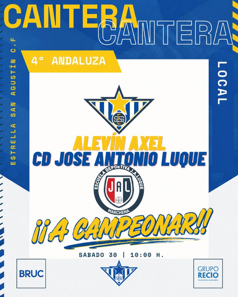 EstrellaSACF's tweet photo. 🔹 | Cantera - Alevín Axel 

¡¡ 𝔸 ℂ𝔸𝕄ℙ𝔼𝕆ℕ𝔸ℝ !!

Nuestro F7 quiere dar un paso importante y no te lo puedes perder.

𝓟𝓻𝓸𝓱𝓲𝓫𝓲𝓭𝓸 𝓷𝓸 𝓿𝓮𝓷𝓲𝓻 📛

Juntos lo vamos a conseguir ✔️
𝙑𝙖𝙢𝙤𝙨 𝙀𝙨𝙩𝙧𝙚𝙡𝙡𝙖 👣

#CanteraESA
#NosMueveElCorazon💙 https://t.co/VPhAl2rVKS