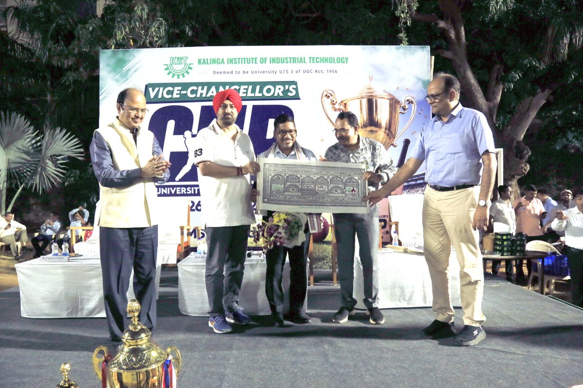 KIITVC's tweet photo. KIIT KAVACH (Security Team) emerged as champions of the prestigious Vice-Chancellor’s Cup at @KIITUniversity after an exciting tournament filled with passion &amp; true sportsmanship. Honoured to have Cosmos Lakra, CHRO, Tata Power as Chief Guest for grand finale.

#KIITUniversity https://t.co/98hNoCJtsg
