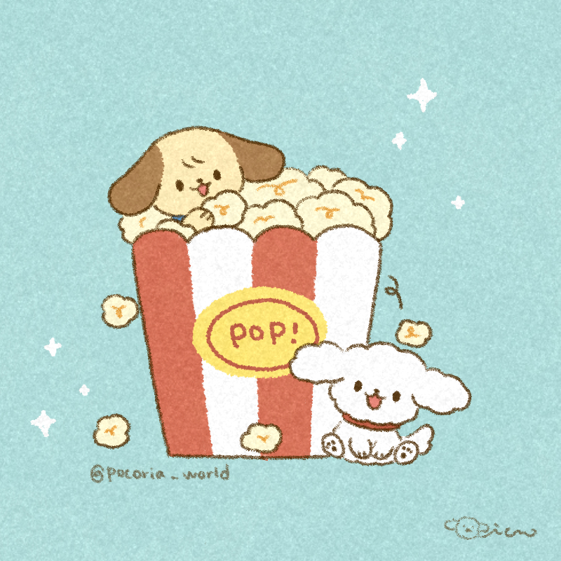 pocoria_world's tweet photo. Pop, pop, popcorn time! 🍿

#artistonX  #ゆるいイラスト #犬のいる暮らし https://t.co/JkGy0rs67u