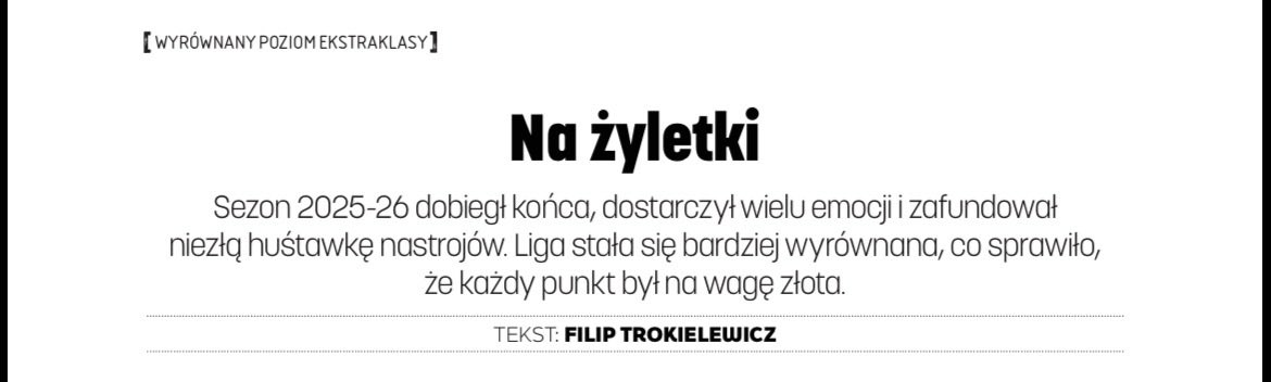 Filipinn009's tweet photo. Popularne w przypadku wielu rozgrywek na Starym Kontynencie stało się określenie „liga dwóch prędkości”. Tymczasem Ekstraklasa stała się ligą jednej prędkości – znakomita większość stawki jechała bowiem na zaciągniętym ręcznym.

Dlaczego Ekstraklasa stała się w minionym sezonie aż tak wyrównana i jakie mogą być tego konsekwencje? O tym piszę w najnowszej @PilkaNozna_pl z pomocą @mmfootballtalks, @agomolysek i @koscioleks.