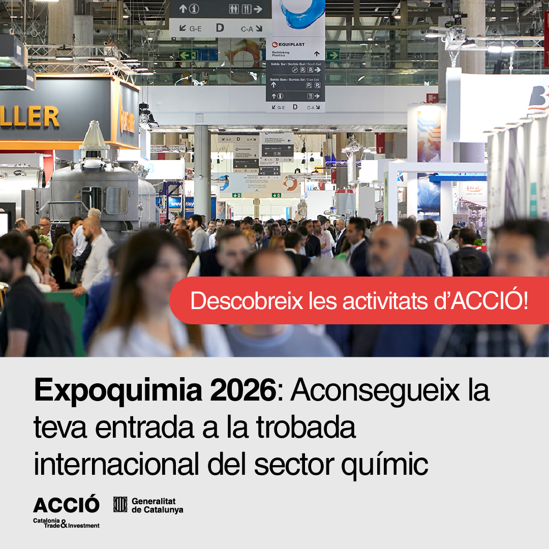 accio_cat's tweet photo. 🧪 Arriba l’@Expoquimia, el gran punt de trobada del sector #químic per impulsar la innovació i compartir coneixement.

Des d’ACCIÓ hi serem amb activitats de networking, tendències i noves oportunitats de negoci. 👇 https://t.co/5SyrbNQlEu