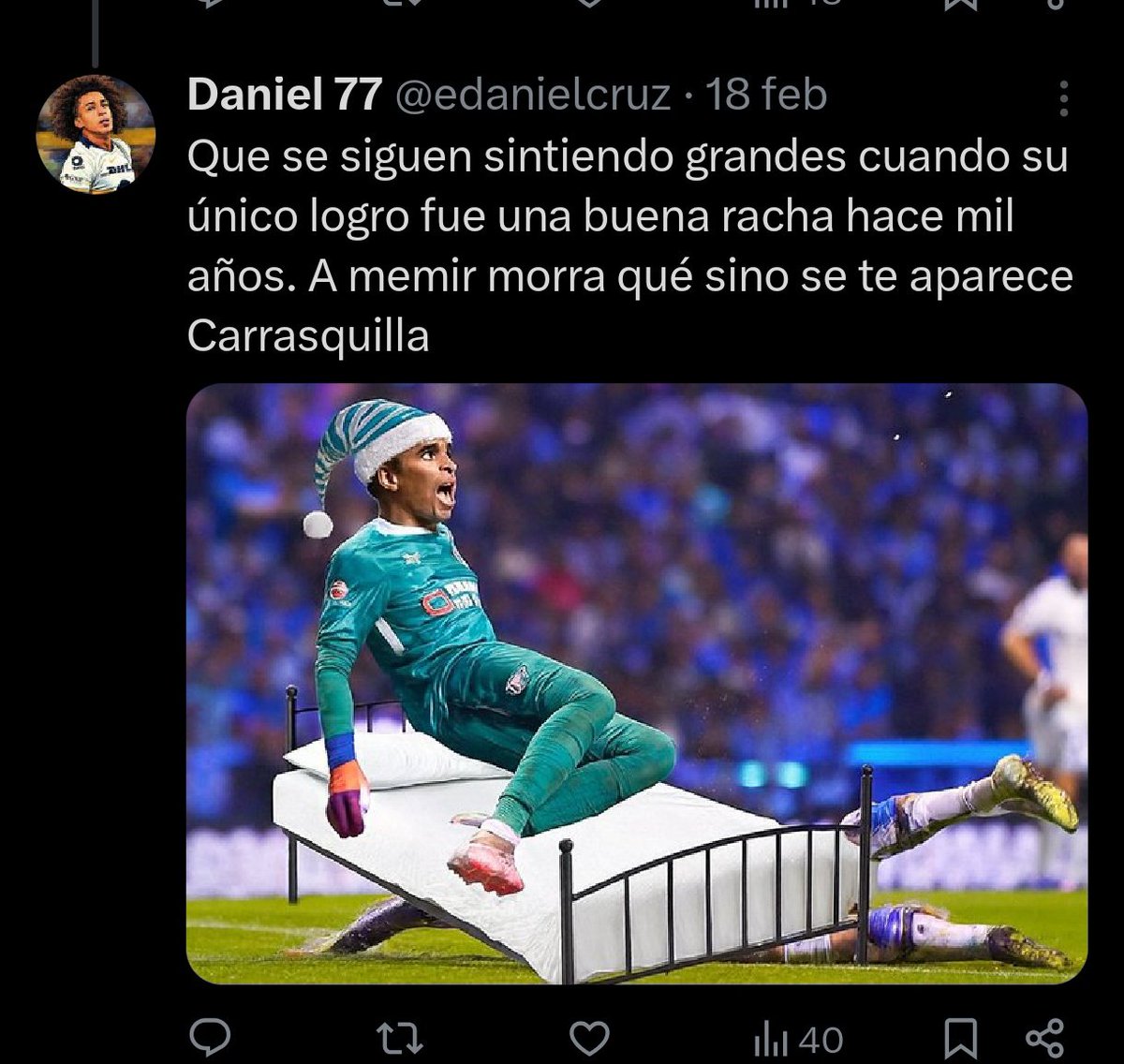 onoderahira's tweet photo. @edanielcruz @azulesfut Hijo de perra si ustedes andaban inmamables la temporada pasada por la lesión de Mier. Traguense la mierda causada de sus jugadores fríos y CAGONES https://t.co/ikcmmOV5Dj