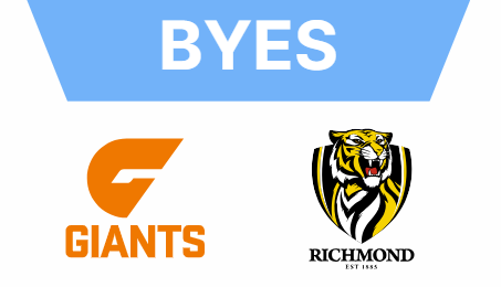 AFLFantasy's tweet photo. Round 13 is the second of the mid-season byes. Make sure you sub bye players to your bench.

🔵 @GWSGIANTS 
🔵 @Richmond_FC 

CLASSIC
👥 Best 18
🔀 Three (3) trades

DRAFT
⚙️ Check league settings

#AFLFantasy https://t.co/CXJT9Dktvo
