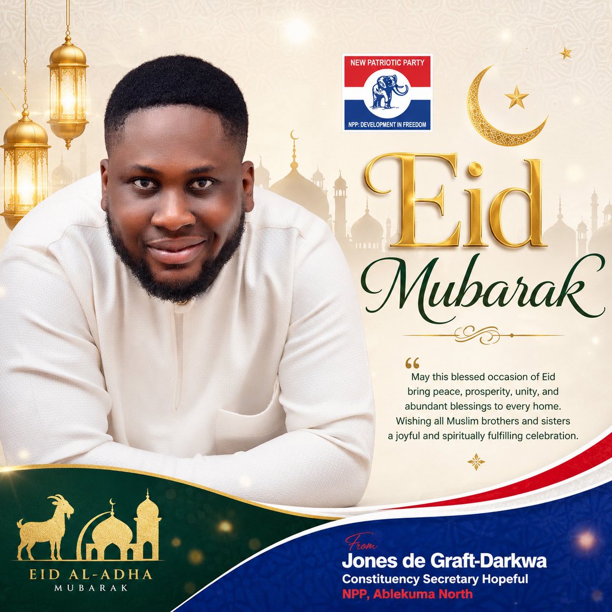 JonesDGraft's tweet photo. Eid Mubarak!

May this blessed occasion of Eid bring peace, prosperity, unity, and abundant blessings to every home. Wishing all our Muslim brothers and sisters a joyful and spiritually fulfilling celebration. https://t.co/a6Q2LD9rja