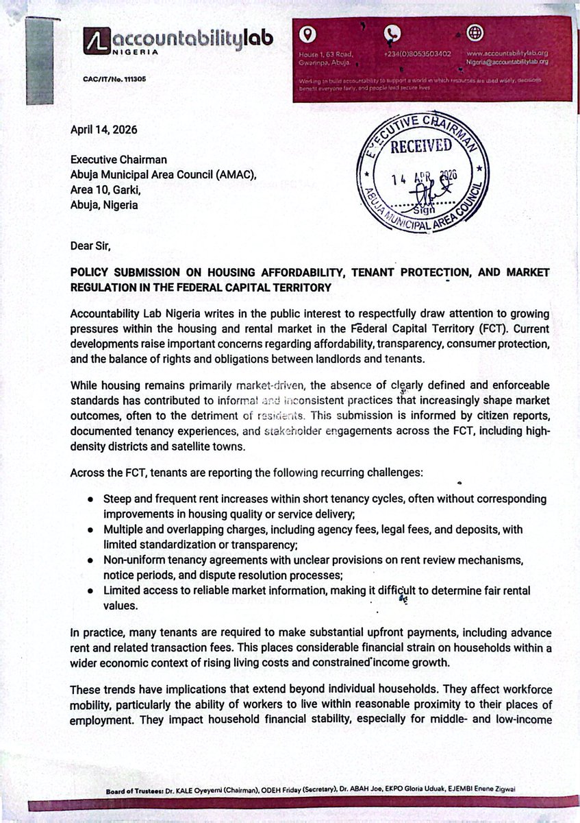 accountlabng's tweet photo. .@followlasg is showing @NigeriaGov what proactive housing governance looks like. Mandatory agent registration, capped agency fees, fast-tracked dispute resolution - This is the template we are advocating for.
@AmacOffice @amac_abuja, as the nation’s capital, has no excuse not to lead from the front. @OfficialFCTA must stop watching the rental market prey on residents and step in with clear rules, licensed operators, and enforceable tenant protections. Leadership on #HousingPolicy shouldn’t have to travel from Lagos to Abuja, it should start there.

cc: @IretiKingibe
