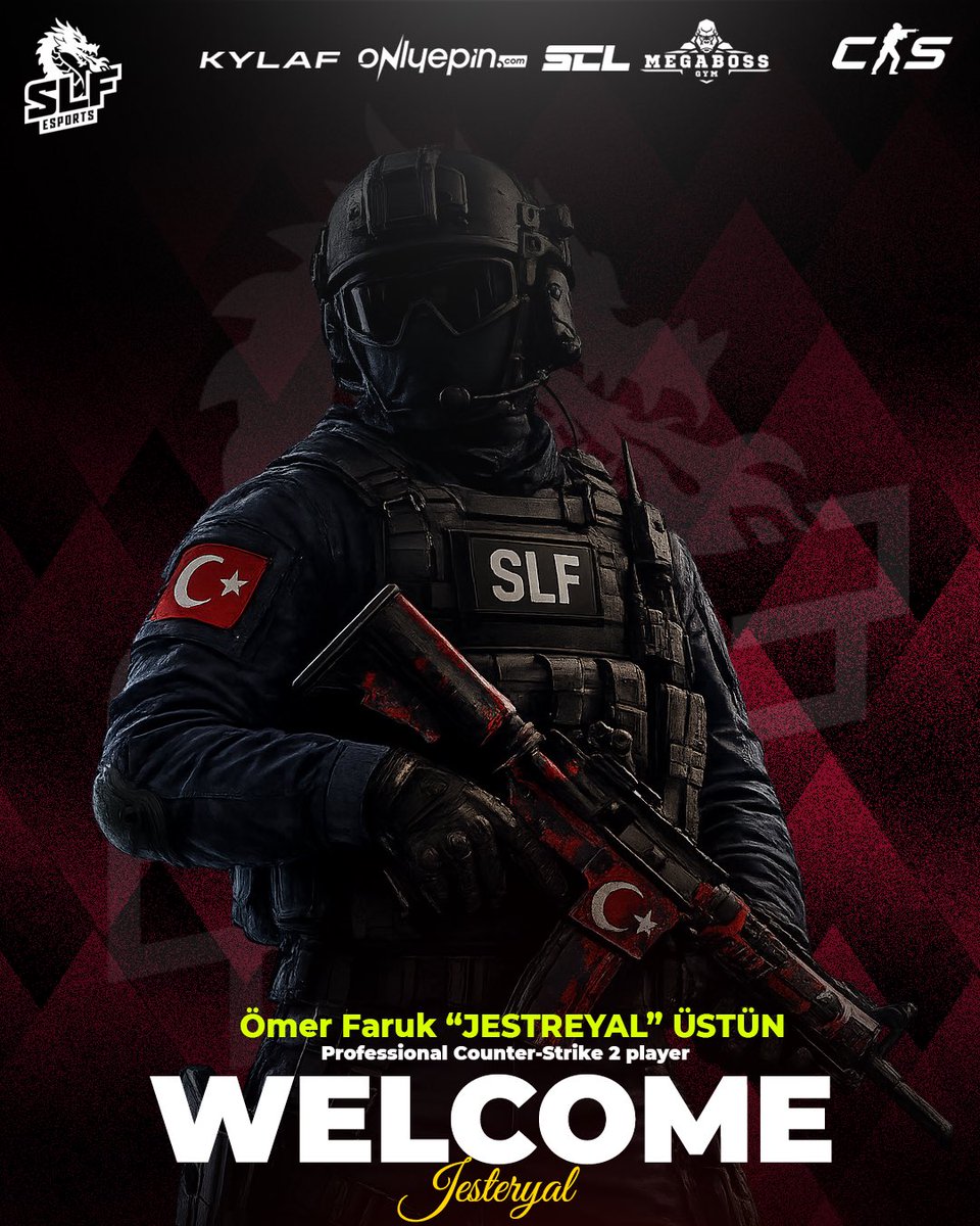 slfespor's tweet photo. Ömer Faruk “JESTREYAL” ÜSTÜN,
SLF Esports CS2 kadromuza katıldı.

Disiplini, tecrübesi ve oyun vizyonuyla
hedeflerimiz doğrultusunda takımımıza önemli katkılar sağlayacağına inanıyoruz.

Aramıza hoş geldin JESTREYAL 💛🖤

#SLFESPORTS #CS2 #CounterStrike2 https://t.co/ZA5KIDZZr6