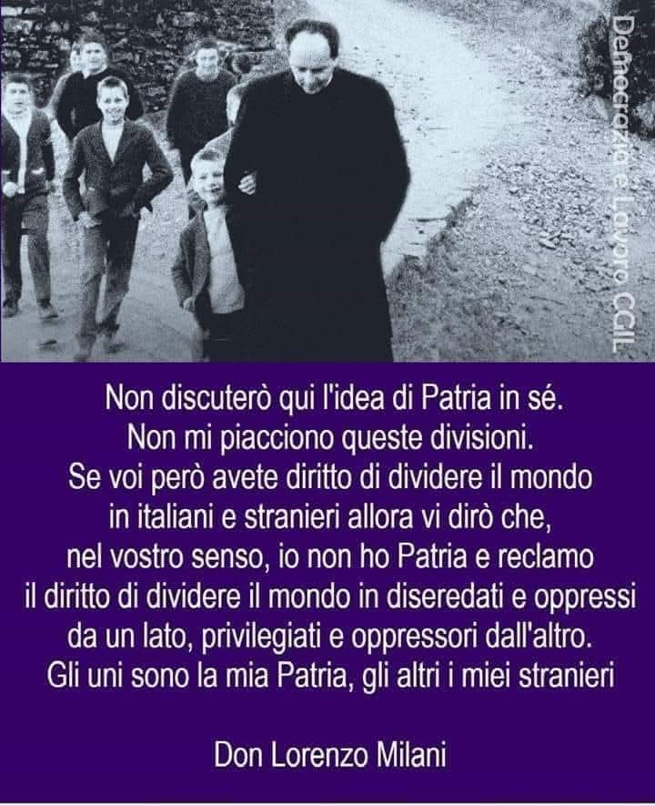 Rossella660's tweet photo. "Su una parete della nostra scuola c'è scritto grande "I CARE". 
E' un motto che significa 
"me ne importa, mi sta cuore".
L'esatto contrario del motto fascista "me ne frego"

Don Lorenzo Milani 
#27maggio1923

Buongiorno 🌼 https://t.co/UufE8zNqpR