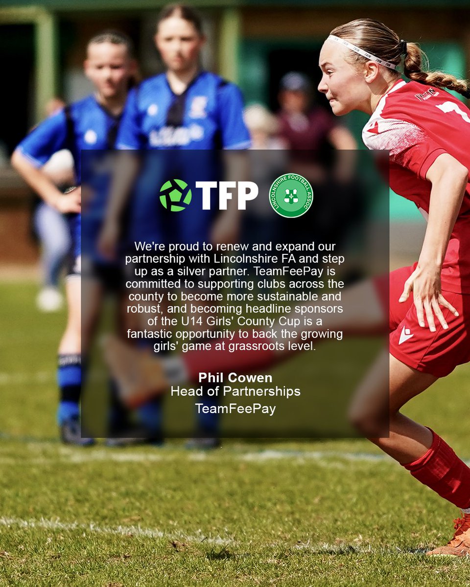 teamfeepay's tweet photo. Big news! 📣 

We’re proud to announce the renewal and expansion of our partnership with @LincolnshireFA - stepping up as a Silver Partner!

We’re also the new headline sponsors of the U14 Girls’ County Cup⚽🏆

Here’s to continuing supporting grassroots football across Lincolnshire 👊

🔗 https://t.co/aFYr3HRp27

#GrassrootsMadeWorldClass #TeamFeePay #GrassrootsFootball #LincolnshireFA
