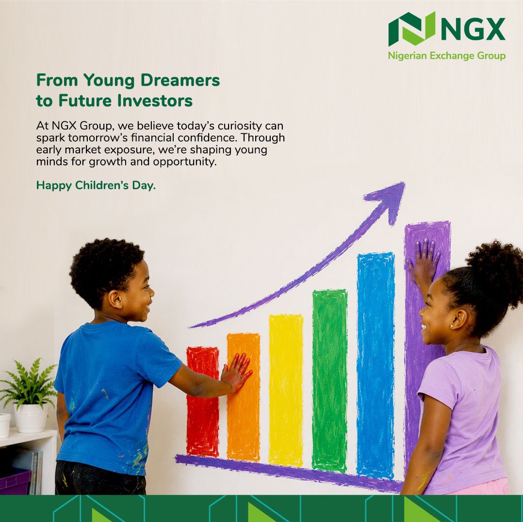 ngxgrp's tweet photo. We celebrate our future investors and bright stars 

Here’s to the dreamers, creators, and young minds growing into tomorrow’s changemakers.

Happy Children’s Day from NGX Group 

#ngx #happychildrensday https://t.co/W895mGnuSL