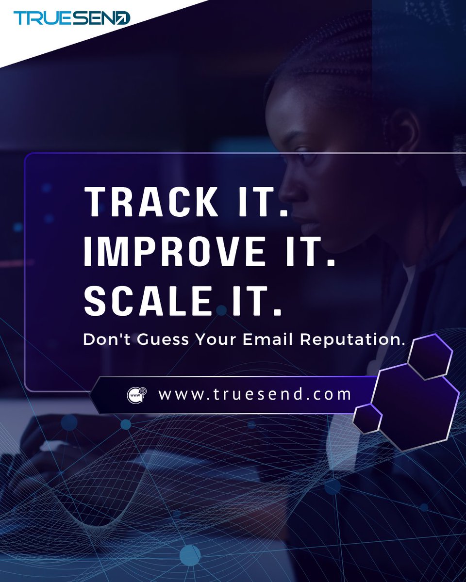truesend's tweet photo. Your score drops when you have high bounces, spam complaints, low engagement, poor SPF/DKIM/DMARC setup, or sudden bulk sending.

True Send helps protect your domain reputation and improve inbox placement.

Track it.
Improve it.
Scale it.
#InboxPlacement #EmailMarketing #TrueSend https://t.co/gHZR2yLd6k