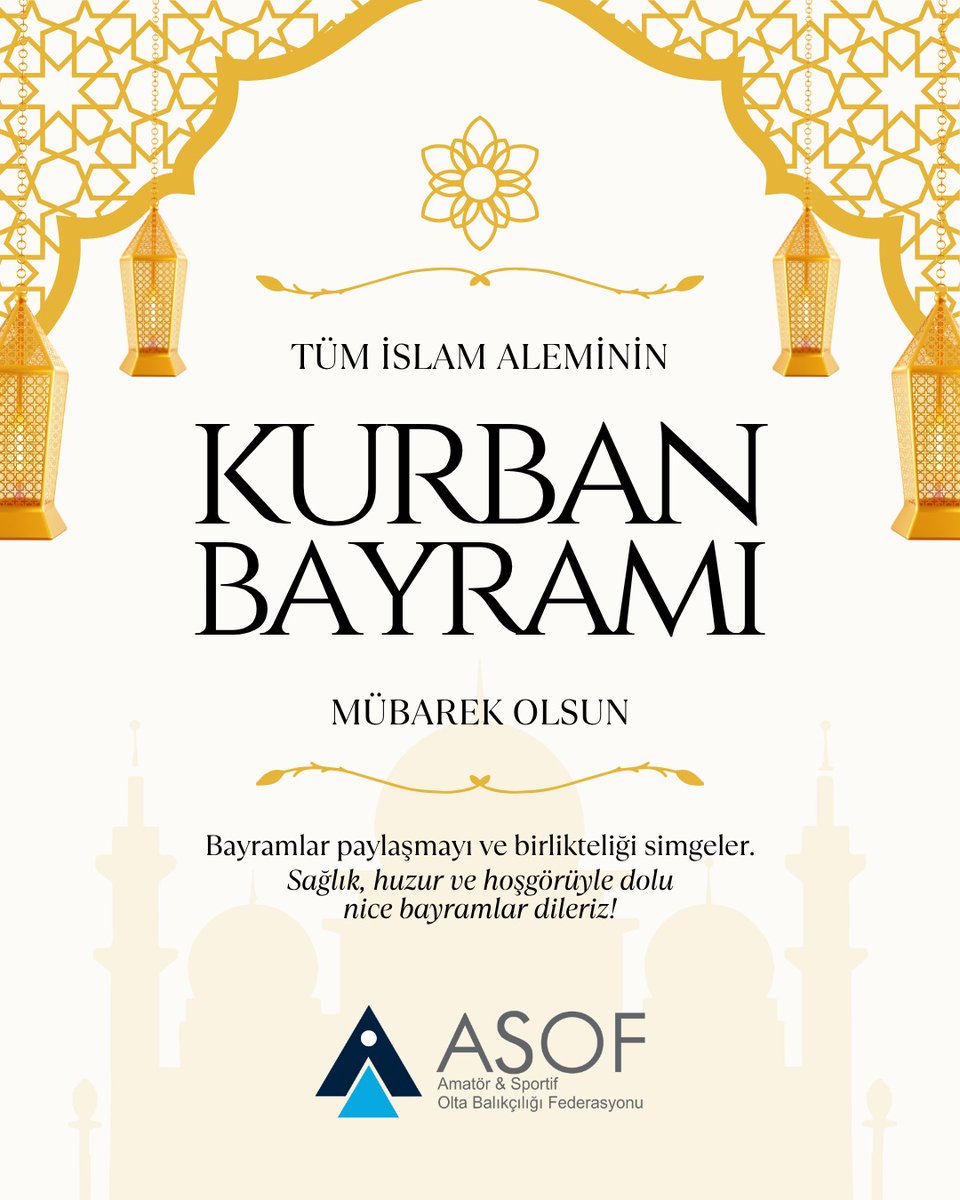 Asof_Fed's tweet photo. Kurban Bayramımız Kutlu Olsun 
Doğaya, çevreye ve gelecek nesillere karşı sorumluluk bilinciyle; başta olta balıkçılığı camiamız olmak üzere tüm milletimizin Kurban Bayramı’nı kutluyor, sağlık, huzur ve bereket dolu nice bayramlar diliyoruz.
Saygılarımızla
ASOF Yönetim Kurulu https://t.co/sHTNTTe4jA