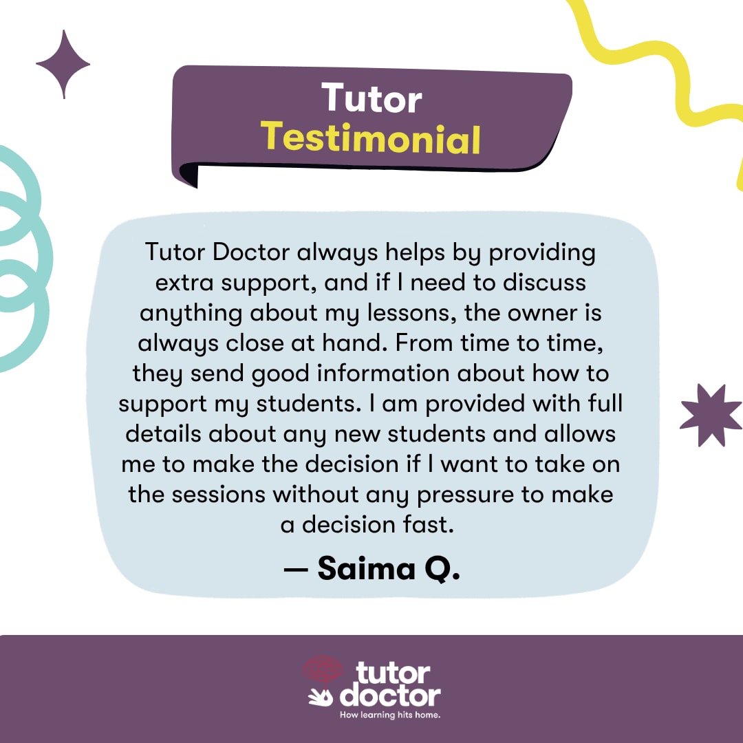 TutorDoctorUK's tweet photo. Thank you, Saima! π When tutors feel supported and informed, students thrive. That's exactly what we aim for at Tutor Doctor β a community where everyone is set up to succeed. π
#TutorSupport #PersonalisedLearning #TutorReview https://t.co/CPWbfRnwSM