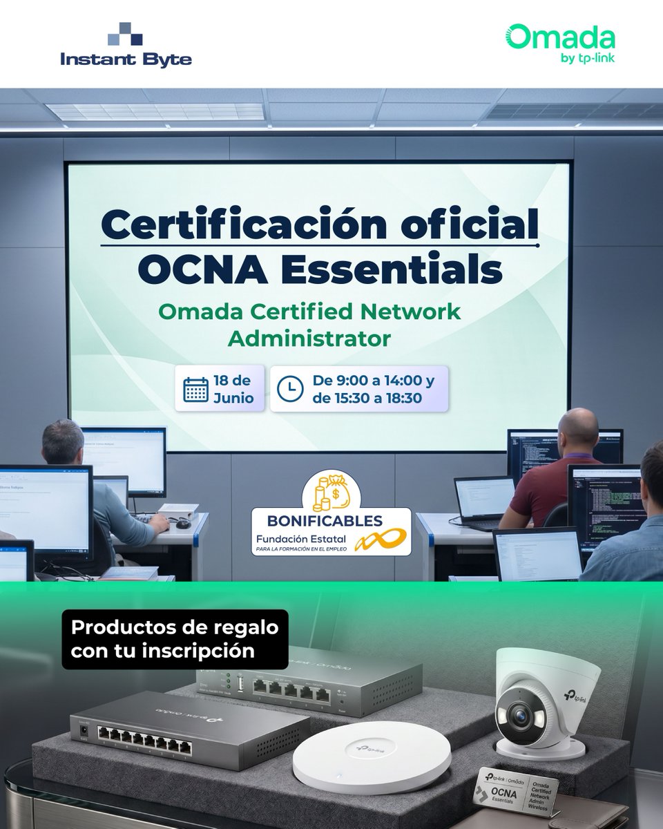 InstantByte's tweet photo. 📡 Este 18 de junio lleva tus redes al siguiente nivel.

Aprende a dimensionar proyectos, optimizar instalaciones y dominar despliegues Wireless profesionales en una formación práctica pensada para técnicos e integradores.

⚡ Menos incidencias
📶 Más rendimiento
💼 Más oportunidades de negocio

👉 Formación orientada al mundo real: https://t.co/8E193ebbFi 

Como siempre, si lo prefieres puedes contactarnos directamente por email en comercial@instantbyte.com o por teléfono en el 91 084 10 11, y lo vemos juntos 

#Wireless #Networking #WiFi #Formación #Instaladores #Infraestructura #TPLink