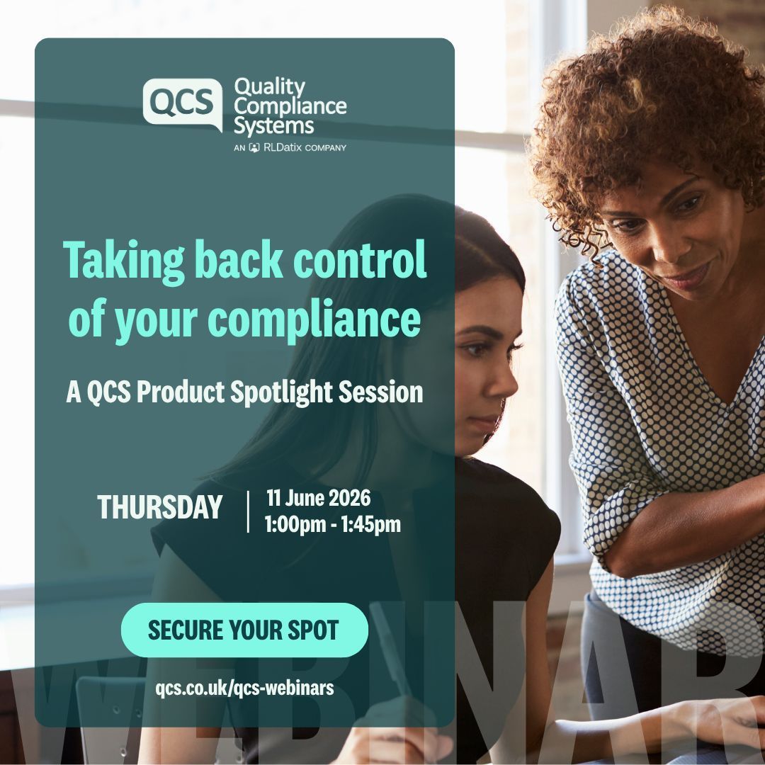 UKQCS's tweet photo. Join our live QCS webinar: Taking back control of your compliance.

We’ll cover Custom Policies, Lyra AI, MFA &amp; SSO, TDDI content, Simple Policy View and QCS MODS.

📅 11 June | 1pm
Register now: https://t.co/VY5HgV7eJ6

#SocialCare #CareCompliance https://t.co/V6kZtbtXs9