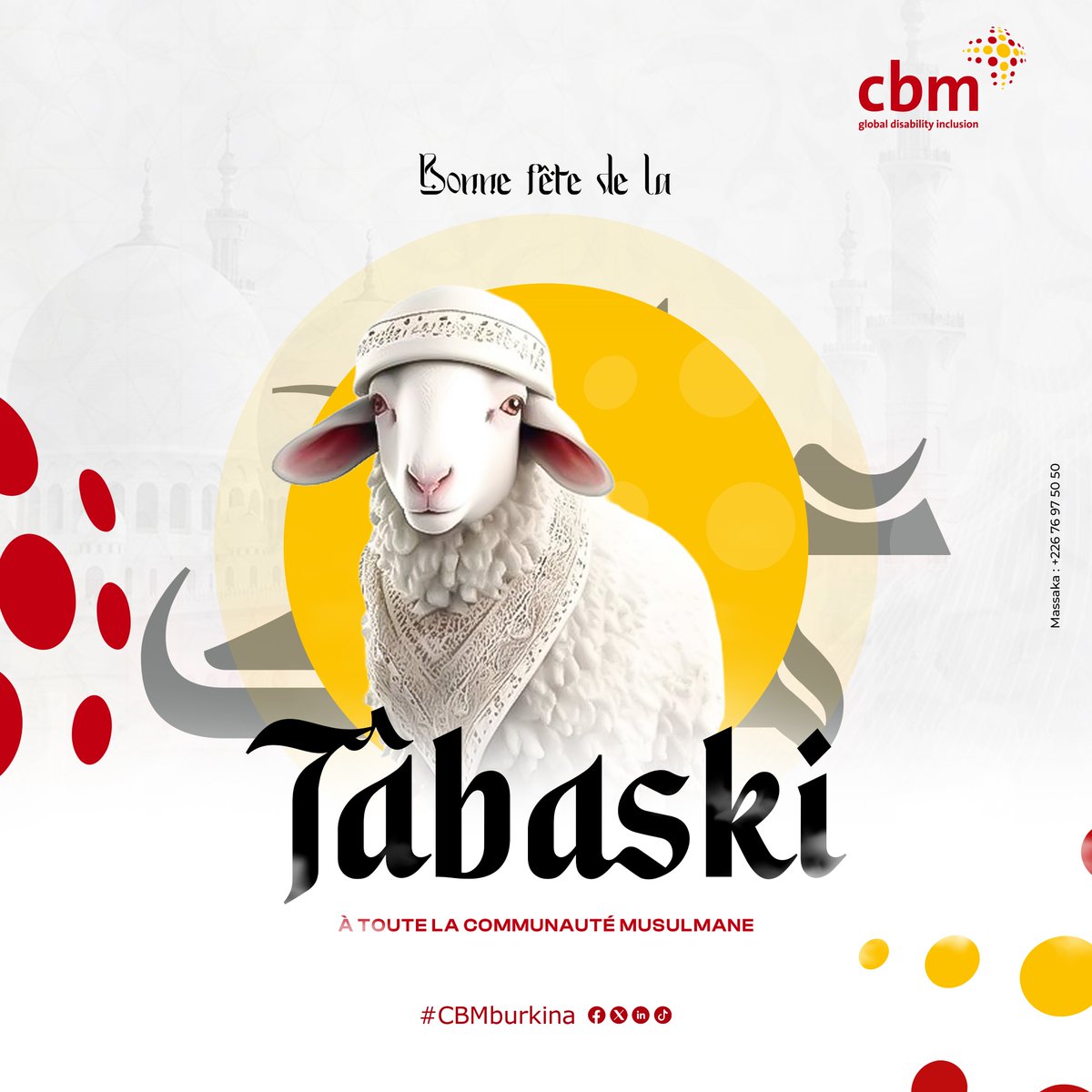 CBMburkina's tweet photo. Bonne célébration de l'aïd al-Adha  à toute la communauté musulmane ! 🌙🥳

#CBMburkina #Inclusion https://t.co/cvwpga5tp6