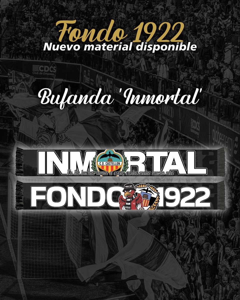 fondo1922's tweet photo. Ya disponible la bufanda ‘INMORTAL’

Precio: 13€

A la venta en la previa del partido https://t.co/A4ybF57QCT