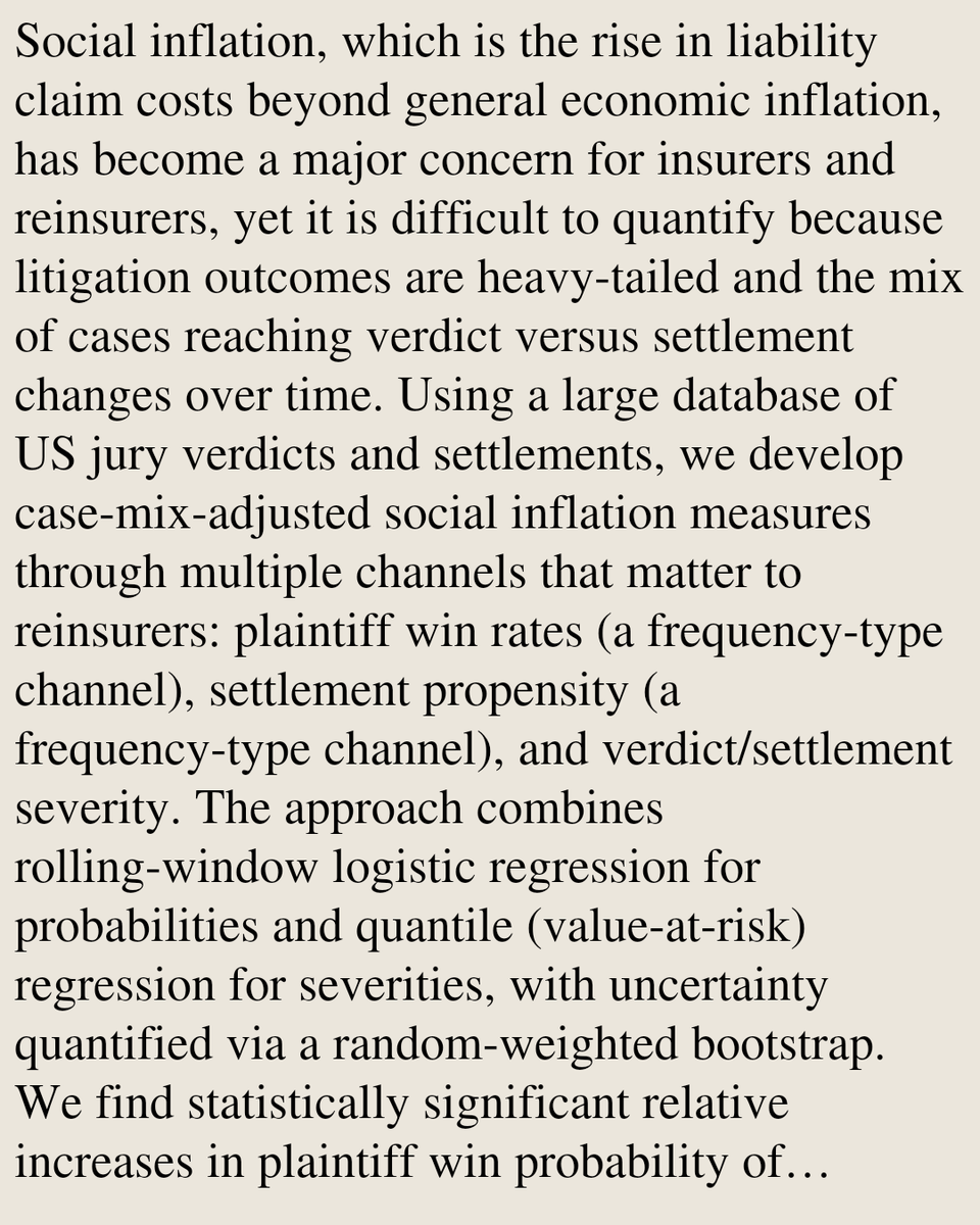 cereal's tweet photo. Quantifying Social Inflation in Liability Insurance with Advanced Statistical Methods

Tsz Chai Fung, Lie Ma, Liang Peng, Fang Yang
https://t.co/iEzmf24oos [𝚎𝚌𝚘𝚗.𝙶𝙽 𝚜𝚝𝚊𝚝.𝙰𝙿 𝚜𝚝𝚊𝚝.𝙼𝙴] https://t.co/zCfrJr909m