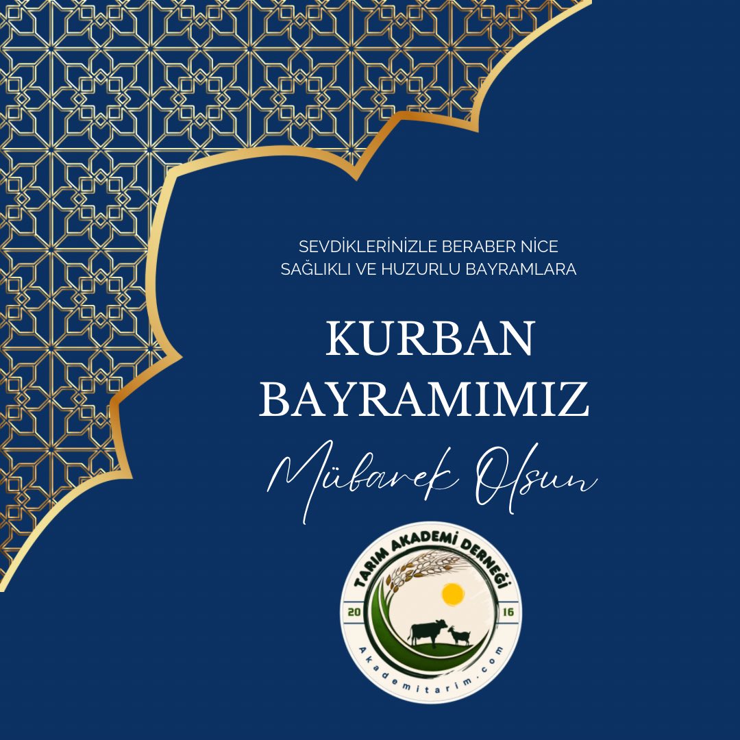 tarimakademider's tweet photo. Birlik ve kardeşlik bağlarımızı güçlendiren; paylaşmanın, dayanışmanın, teslimiyetin ve adanmışlığın en güzel nişanesi olan Kurban Bayramı’na bir kez daha kavuşmanın huzurunu yaşıyoruz.

Kurban Bayramı’nın; ülkemize, aziz milletimize, İslam âlemine ve tüm insanlığa huzur, esenlik, bereket, hayır ve iyilikler getirmesini temenni ediyoruz.

Kurban Bayramımız mübarek olsun. 🇹🇷🐏

#KurbanBayramı #TarımAkademi