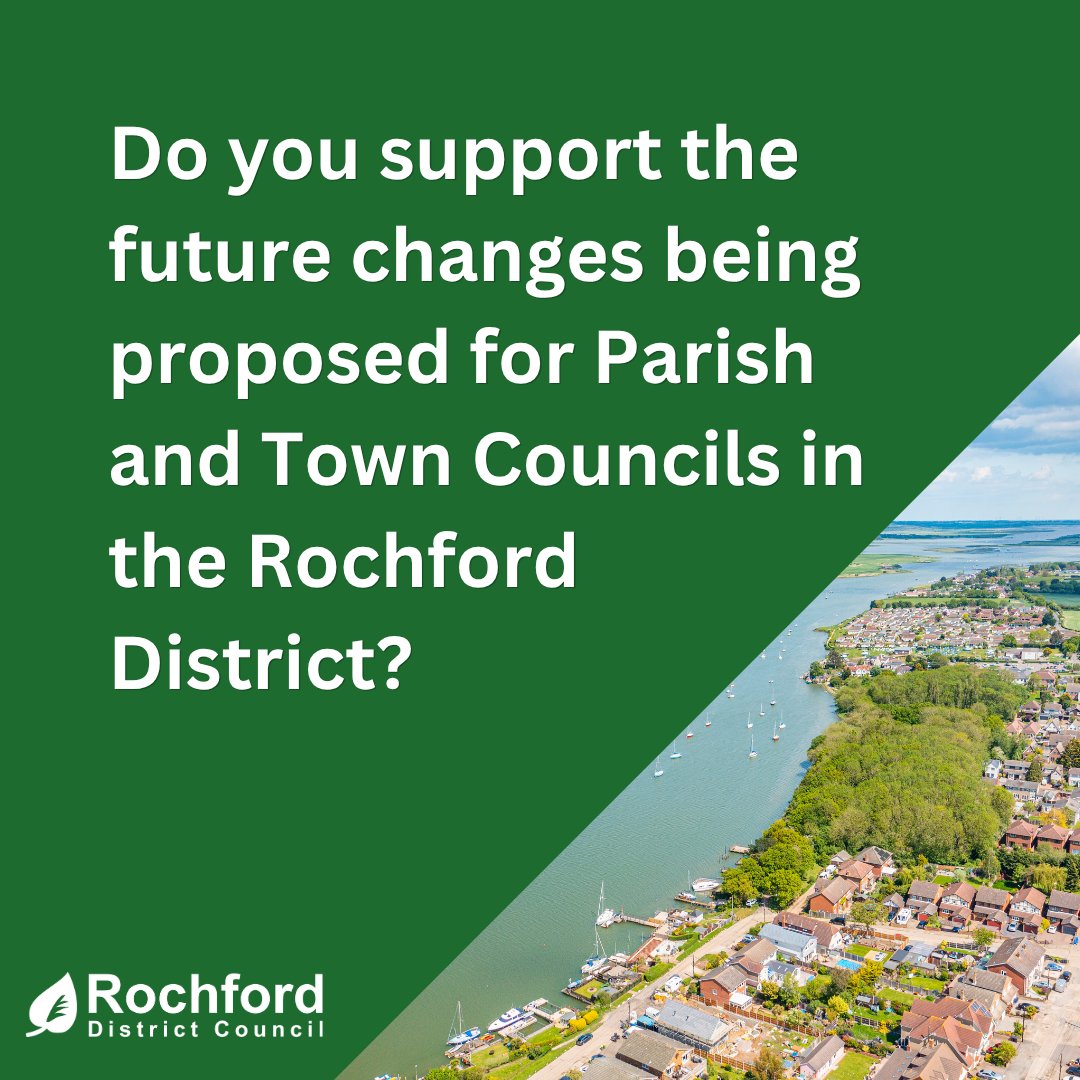 RochfordDC's tweet photo. Do you support changes to Parish and Town Councils in Rochford District.

Stage two of the Community Governance Review is open so have your say: https://t.co/QEstJQrl2u https://t.co/7FSVa5d4Xw