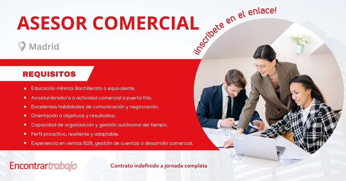 Encontrar_Trb's tweet photo. 🔍 #EmpleoMadrid | ¿Tienes experiencia en ventas B2B, gestión de cuentas o desarrollo comercial? La empresa CITIBOX acaba de publicar su oferta de #empleo de Asesor Comercial en #EncontrarTrabajo. ¡Inscríbete aquí! ➡ https://t.co/XdAZtFMZDW https://t.co/oo0ZF8M8fm
