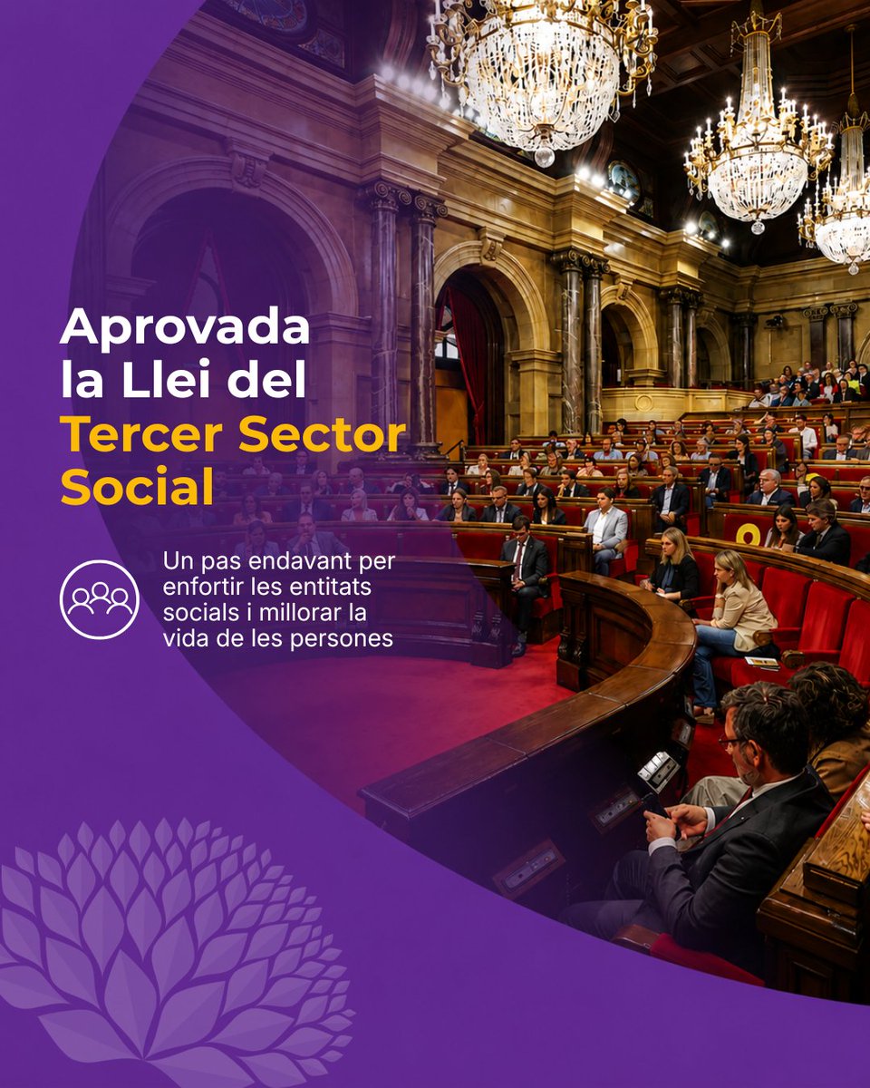 Fundacioictus's tweet photo. El @parlamentcat ha aprovat la #LleiTercerSectorSocial, que reconeix la feina essencial de les 3.000 entitats socials catalanes.

Una llei que enforteix el #TercerSectorSocial per garantir millor els drets i acompanyar més de 2 milions de persones

+info: https://t.co/seCJ6tEAkh https://t.co/95KHcI6n7H