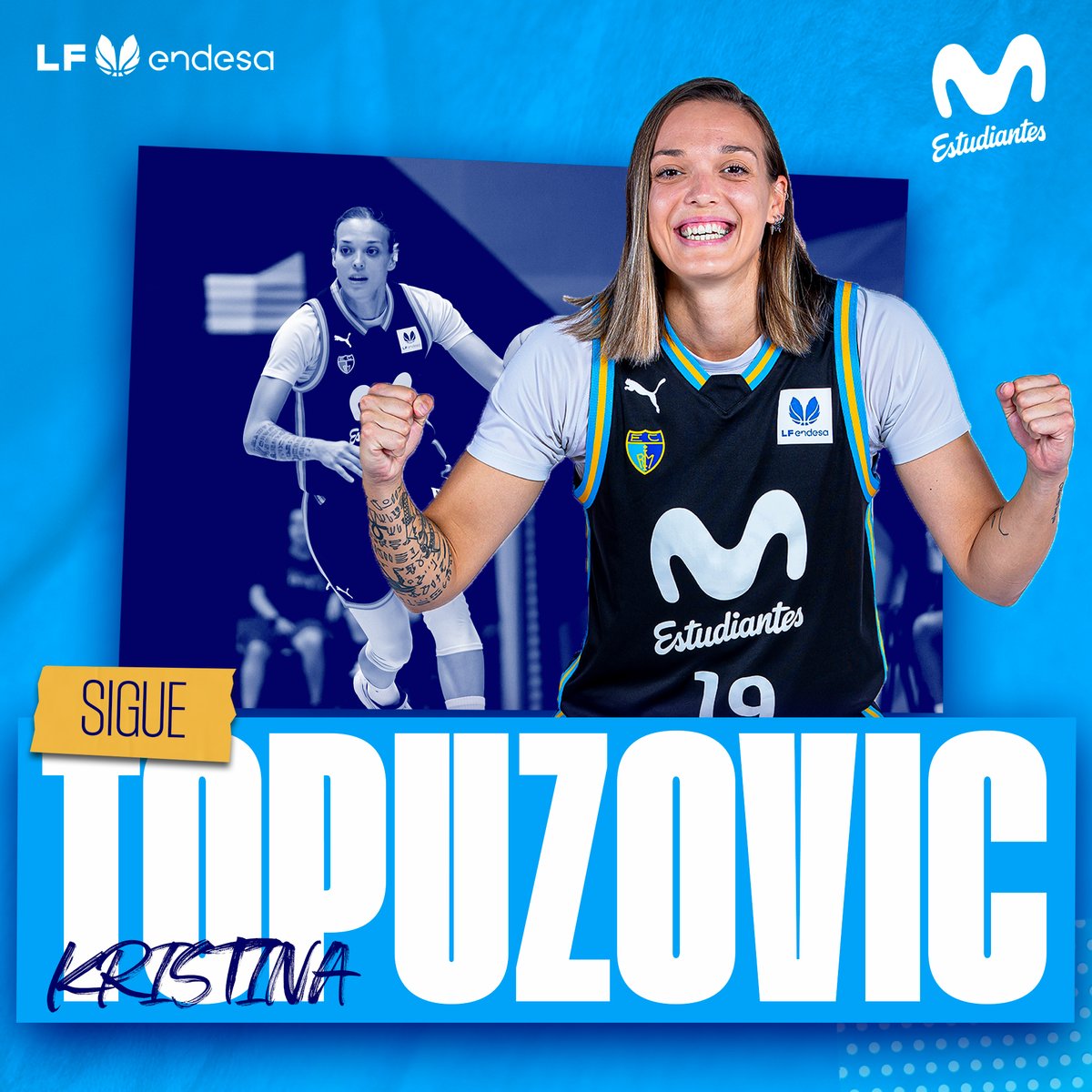 MovistarEstu's tweet photo. 📝 OFICIAL

Kristina Topuzović seguirá defendiendo nuestros colores una temporada más. 🖤

La exterior serbia continuará siendo Woman in Black en la temporada 2026-27. 🙌

¡Con muchas ganas de volver a verte en la pista, @KTopuzovic! 😃

👇 
https://t.co/b6Lk7OIwLk https://t.co/YSqteqd4oM