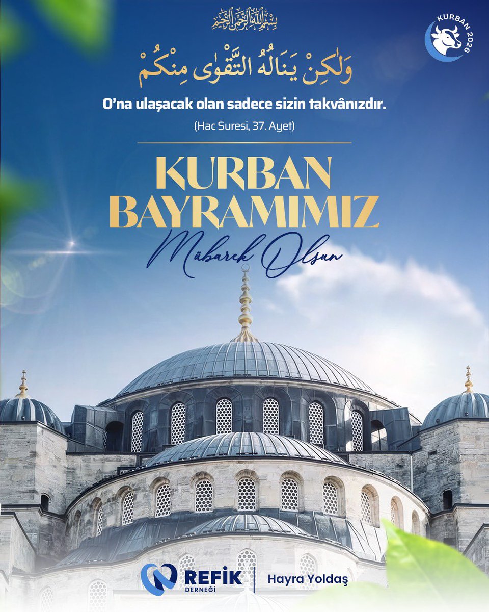 refikdernegi's tweet photo. Kurban Bayramınız Mübarek Olsun.

Bu mübarek günlerde edilen dualar, bağışlanan kurbanlar ve paylaşılan sofralar hayra vesile olsun.

Rabbimiz bizlere sıhhat, gönlümüze huzur, soframıza bereket ihsan eylesin.

Hayra yoldaş olduğunuz için şükranlarımızı sunarız.

#RefikDerneği #HayraYoldaş #KurbanBayramı #Kurban #kurbanbayramınızmübarekolsun