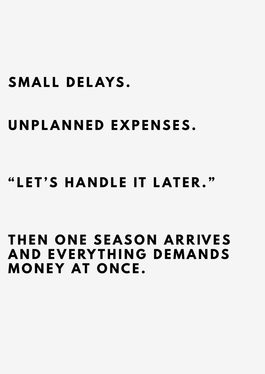 fceebah's tweet photo. Happy Holiday! 

Most financial stress
doesn’t happen suddenly.

It builds quietly.

👉 Small delays.
👉 Unplanned expenses.
👉 “Let’s handle it later.”

Then one season arrives
and everything demands money at once.

Good financial planning
isn’t about predicting every problem. https://t.co/mJaMHsMcax