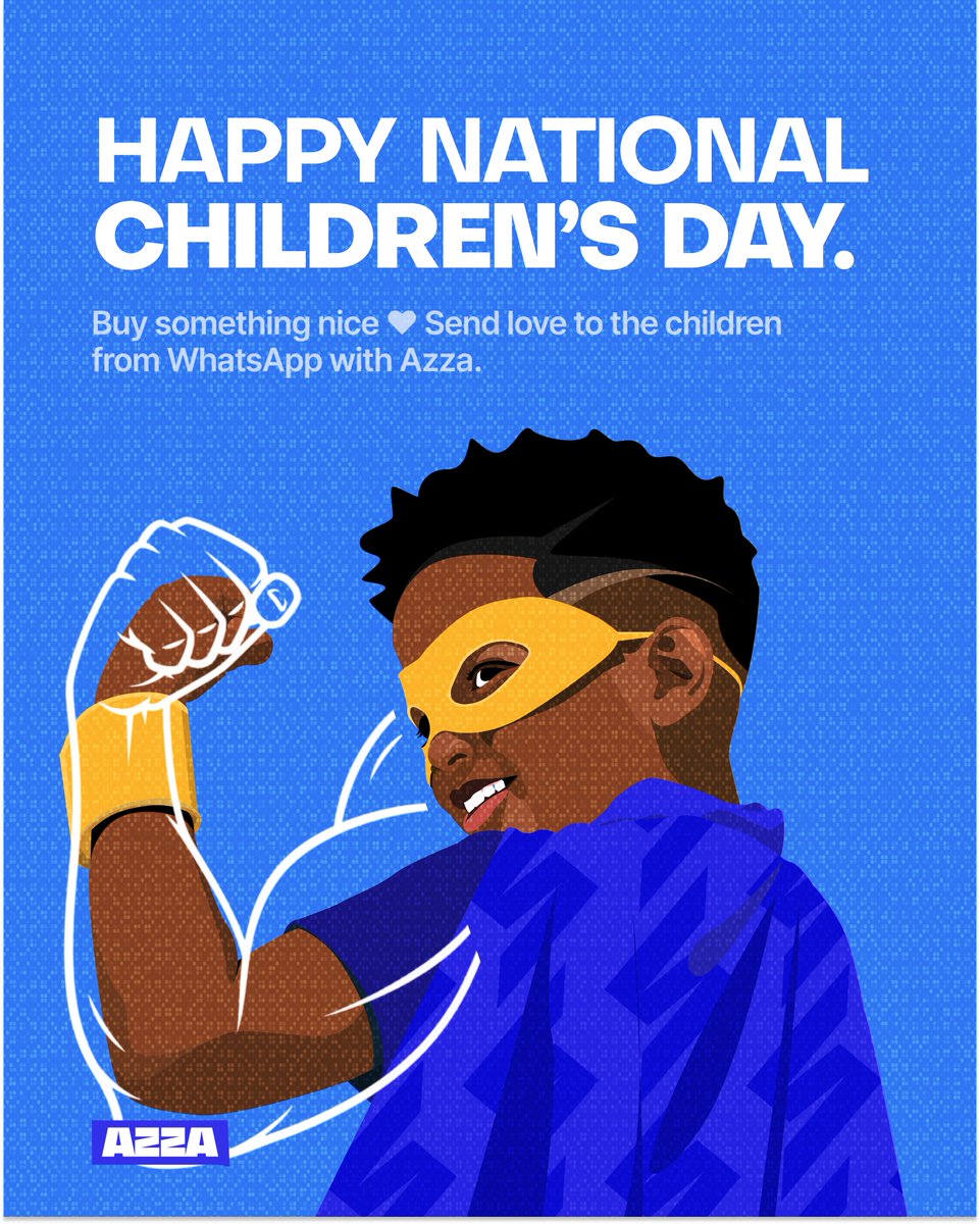 useazza's tweet photo. Empowering the next generation starts with a simple gesture.

Send love (and something nice) to the children in your life directly through WhatsApp using Azza 💙✨

Happy National Children’s Day! 🎉 https://t.co/JpC7IPSjQF