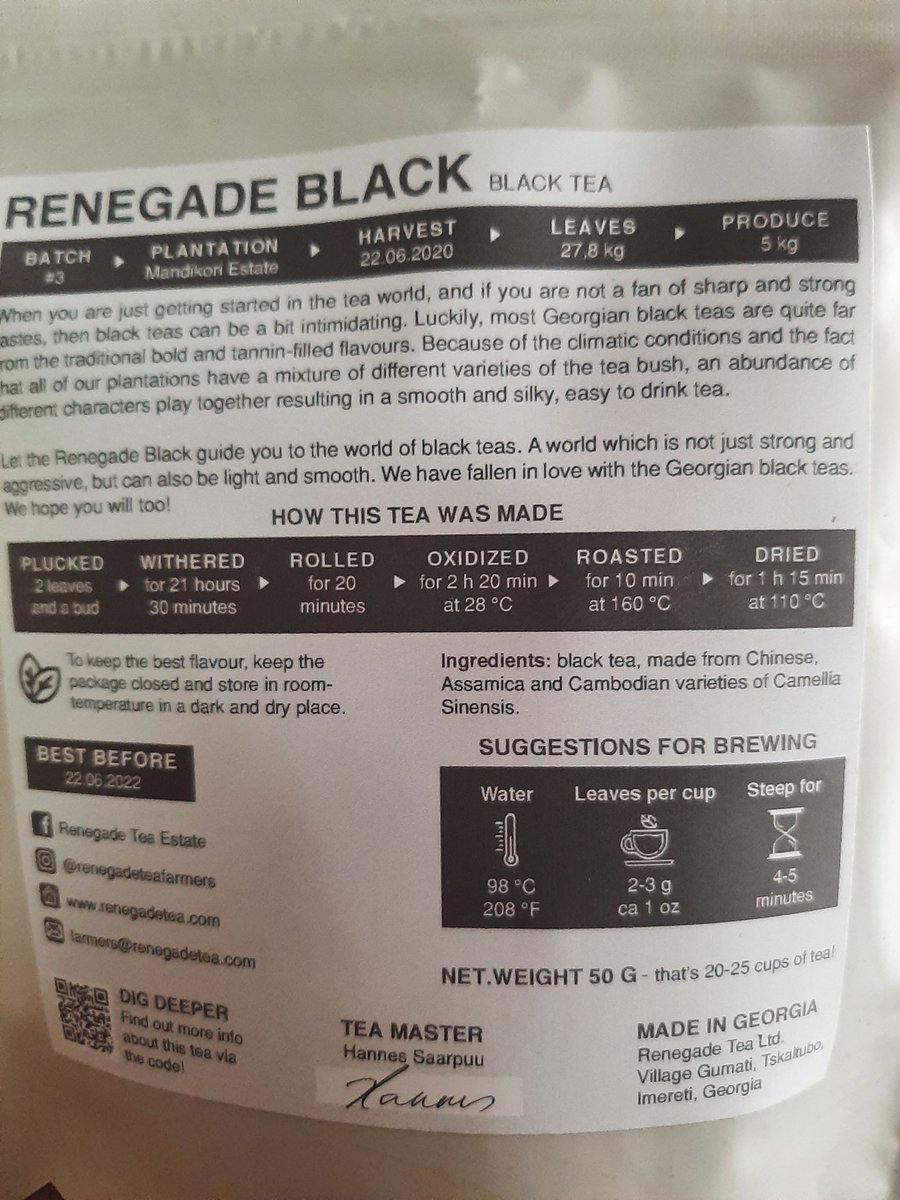 mdeHummelchen's tweet photo. Jetzt in der Tasse Renegade Black von Renegade Tea Estate.Aromatisch,duftig,lecker!
Auf den Packungen wird immer beschrieben,wie der jeweilige Tee produziert wurde.Geiler Scheiß. #Teeliebe https://t.co/LJQC7USxwA