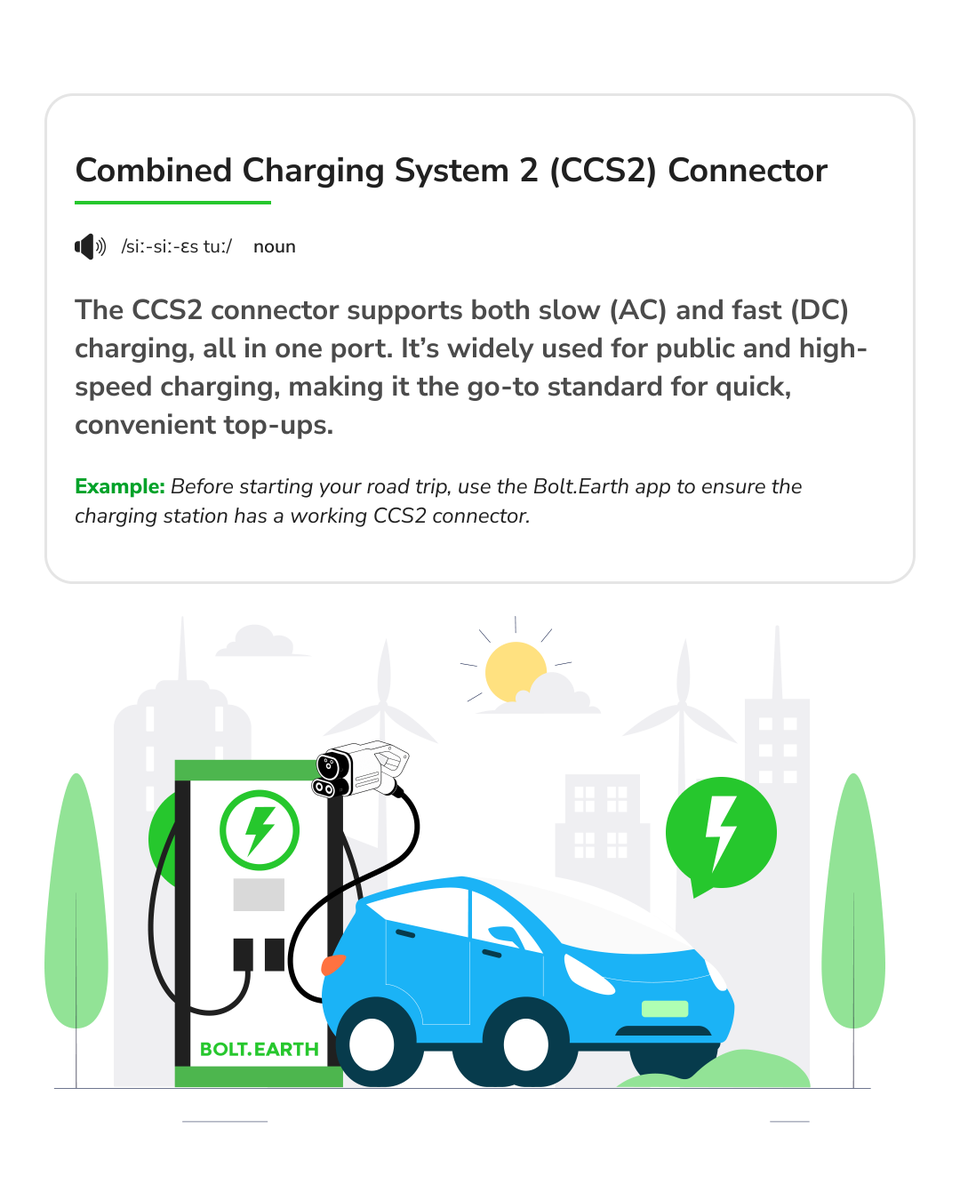 bolt_earth's tweet photo. Watts That!

The CCS2 supports both #AC and #DCcharging through a single connector. 

The most widely adopted standard across Europe, India, and much of Asia, it is built for everyday convenience and fast top-ups on the go. 😎

#BoltEarth #EVs #ElectricVehicles #WattsThat #EVGlossary