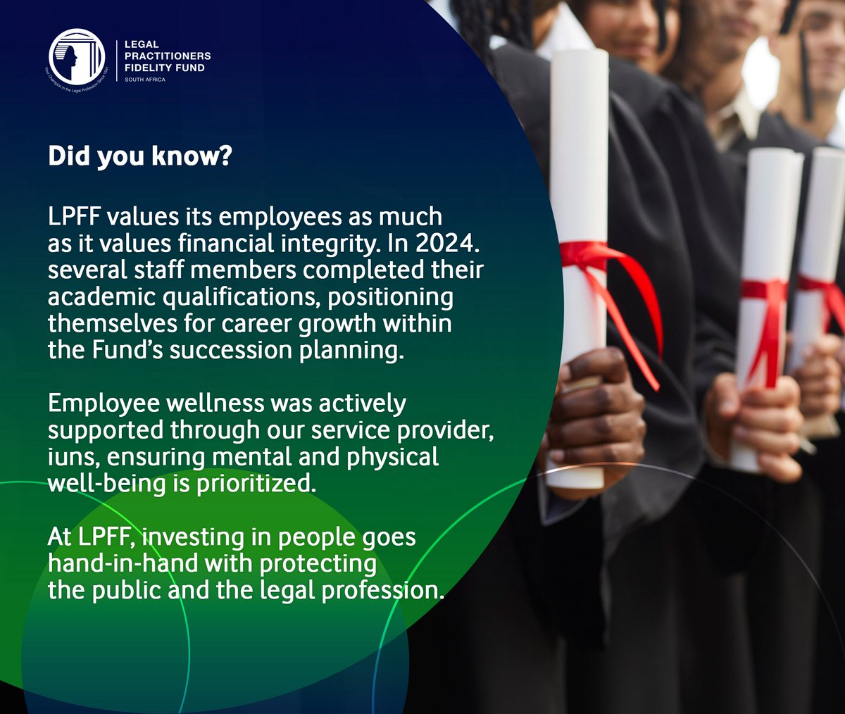 fidfund's tweet photo. Did you know?
LPFF values its employees as much as it values financial integrity. In 2024. several staff members completed their academic qualifications, positioning themselves for career growth within the Fund’s succession planning. https://t.co/d1sUd6kp6W