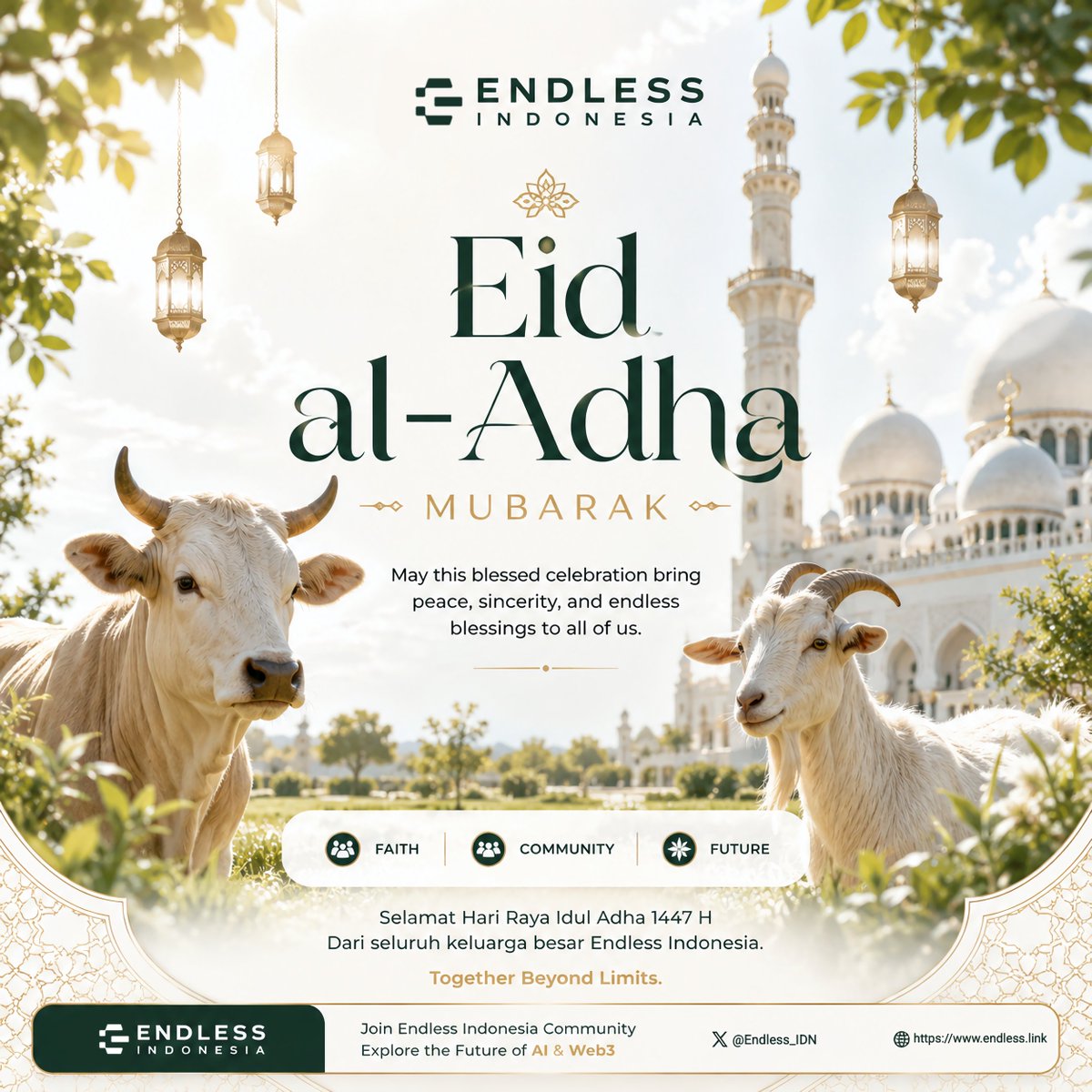 Endless_IDN's tweet photo. Selamat Hari Raya Idul Adha buat seluruh Muslim di komunitas kita 🕌🌙

Idul Adha mengajarkan kita tentang pengorbanan dan keyakinan penuh, Nilai yang selalu kami pegang dalam membangun @EndlessProtocol  dari hari pertama hingga sekarang

Kami tidak pernah berhenti BUILD bahkan di saat market tidur, karena kami percaya, ekosistem yang kuat lahir dari proses yang tidak instan 

Terima kasih sudah jadi bagian dari perjalanan ini, keluarga besar Endless Indonesia 🙏

Selamat Idul Adha semoga tahun ini jadi tahun terbaik kita bersama

Yang lain sibuk hype, Kita sibuk build 
Hasilnya? Tunggu saja 🔥