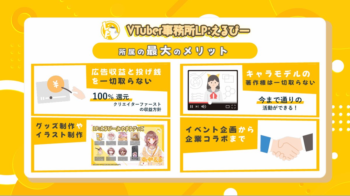 letusplayvtuber's tweet photo. 🎉有難いことに🎉

所属タレント数名のYouTube活動が軌道に乗ってきましたので、そろそろ次のメンバー募集を開始いたします!

改めて、こちらがLP:えるぴーの概要になります！
興味のある方はぜひ「フォロー＆通知ON🔔」してお待ちください！ https://t.co/bLFDeOHImM