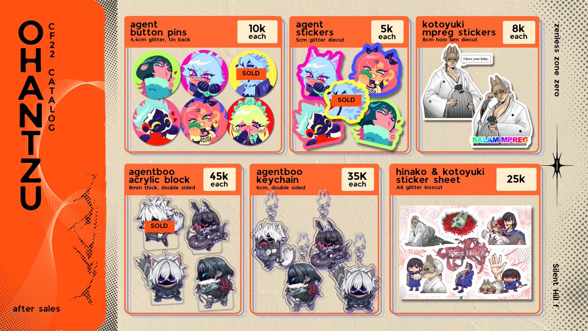 ohantzu's tweet photo. [𖹭 &amp; ⟳ appreciated!]

My #cf22 After Sales PO is here! 🇮🇩 

🗓️  Ends on 3 June 2026
📦  Manual shipping only
🔖  The Summer Hikaru Died, Where Winds Meet (WWM), Silent Hill f, Dungeon Meshi, ALNST, ZZZ
🔗 https://t.co/V9hm08tMuV

#cf22catalogue https://t.co/XkFgkcMUtO