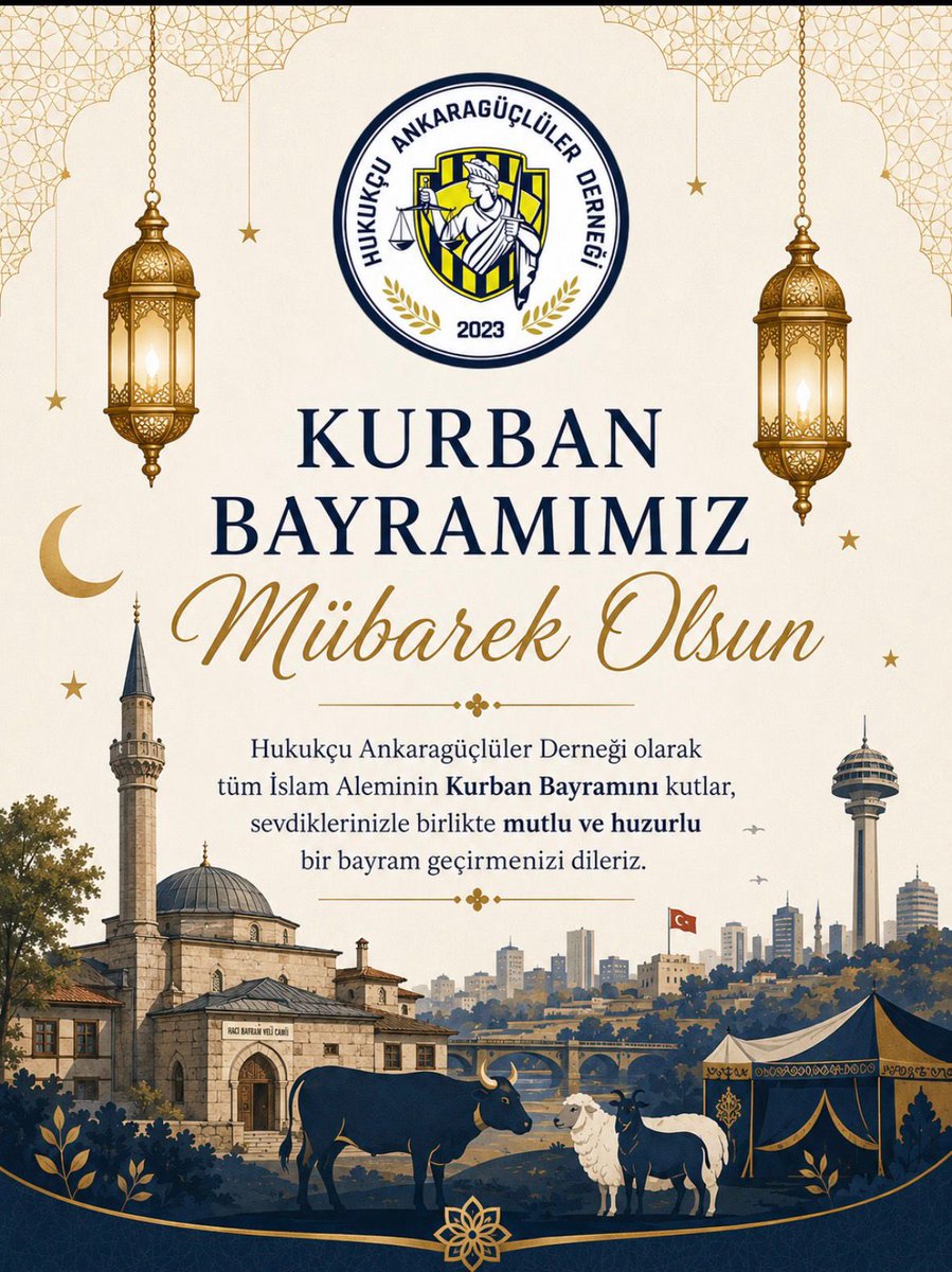 hukukcugucluler's tweet photo. Hukukçu Ankaragüçlüler Derneği olarak tüm İslam Aleminin Kurban Bayramını kutlar, sevdiklerinizle birlikte mutlu ve huzurlu bir bayram geçirmenizi dileriz. https://t.co/taJxnL8tLU