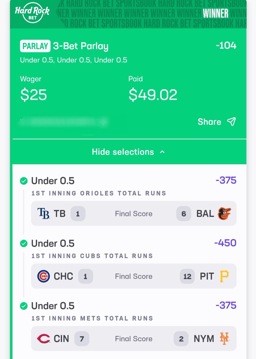 uflarry's tweet photo. #WeekdayWagers Thank you, gentlemen, especially Mark @BettorDaysAhead, for your brief yet extremely informative and profitable videos on YouTube.  Y'all own the team-specific NRFI  market! Let's keep rolling. https://t.co/fnpfATxJGm