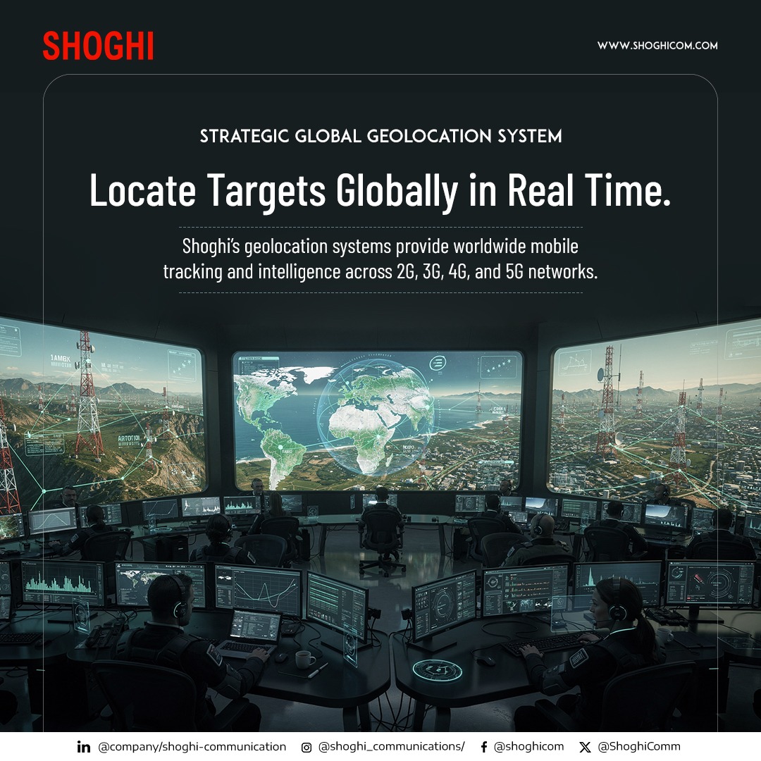 ShoghiComm's tweet photo. STRATEGIC GLOBAL GEOLOCATION SYSTEM
Locate Targets Globally in Real Time. 
Shoghi’s geolocation systems provide worldwide mobile tracking and intelligence across 2G, 3G, 4G, and 5G networks.
https://t.co/330LExGCrv
#CounterTerrorism #Shoghicom #bordersecurity #surveillance https://t.co/qkxfdRbXaR