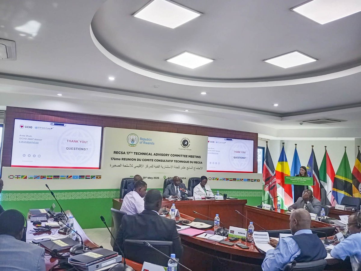 recsasec's tweet photo. 🌍 At our 17th Technical Advisory Committee Meeting in Kigali, we welcomed @theGICHD -AMAT to present on the Global Framework for Through-life Conventional Ammunition Management (GFA) — a key step toward stronger regional preparedness ahead of the 2027 Meeting of States. #RECSA #AmmunitionManagement #SALW